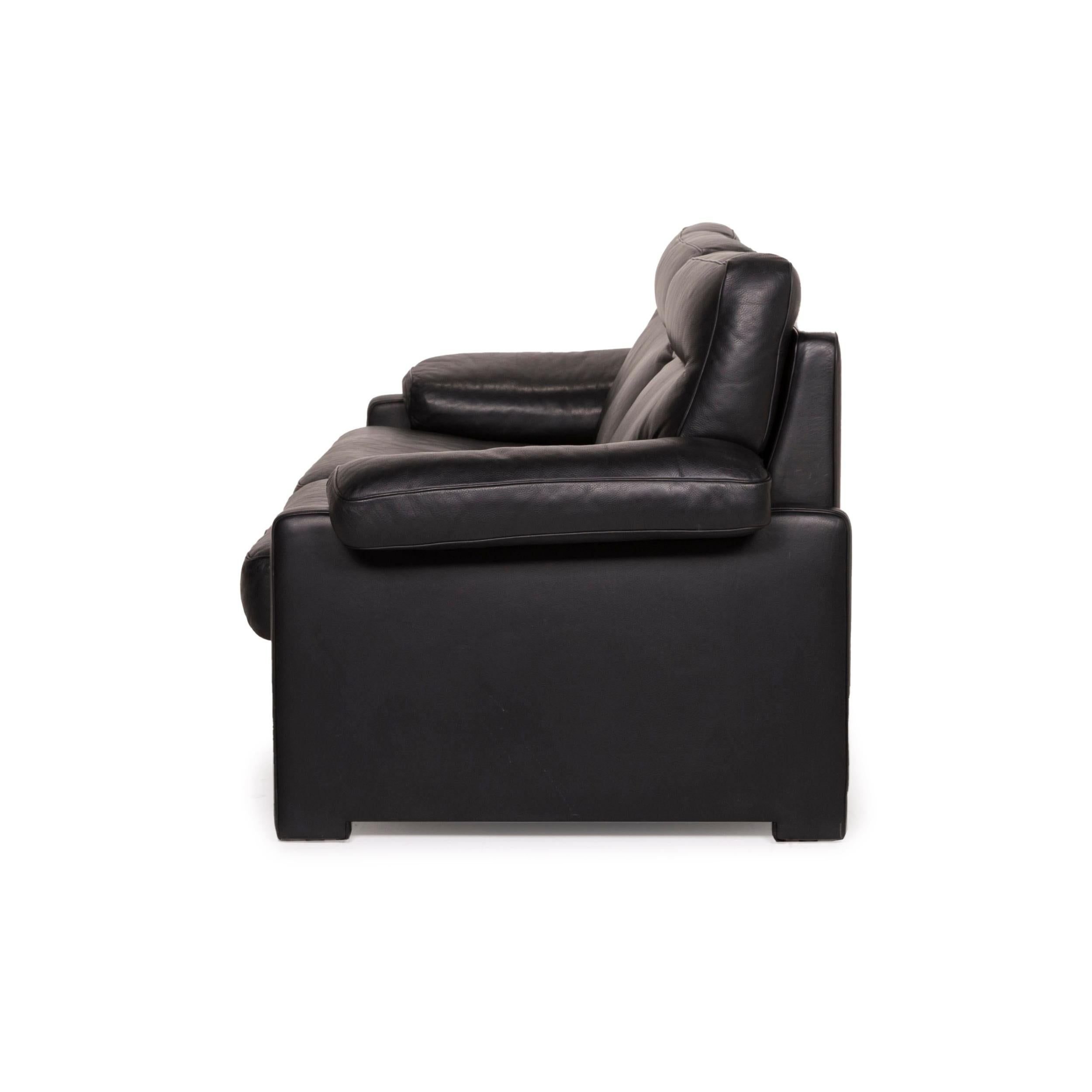 De Sede Ds 70 Leather Sofa Black Three-Seater For Sale 4