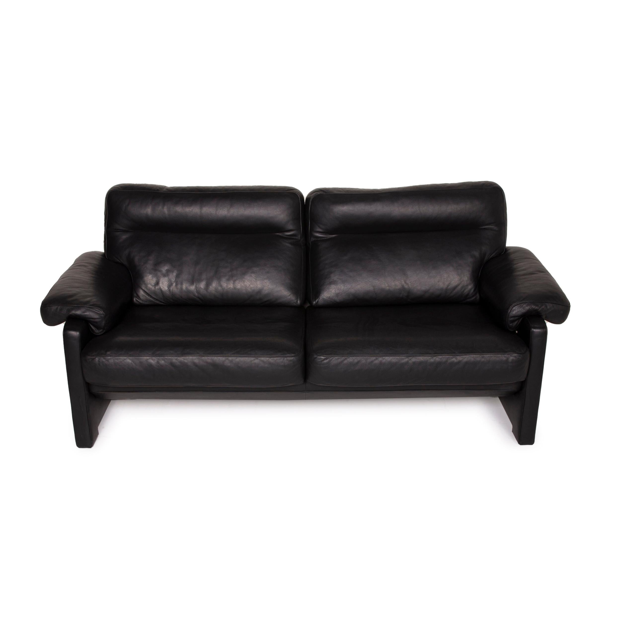 De Sede Ds 70 Leather Sofa Black Three-Seater For Sale 1