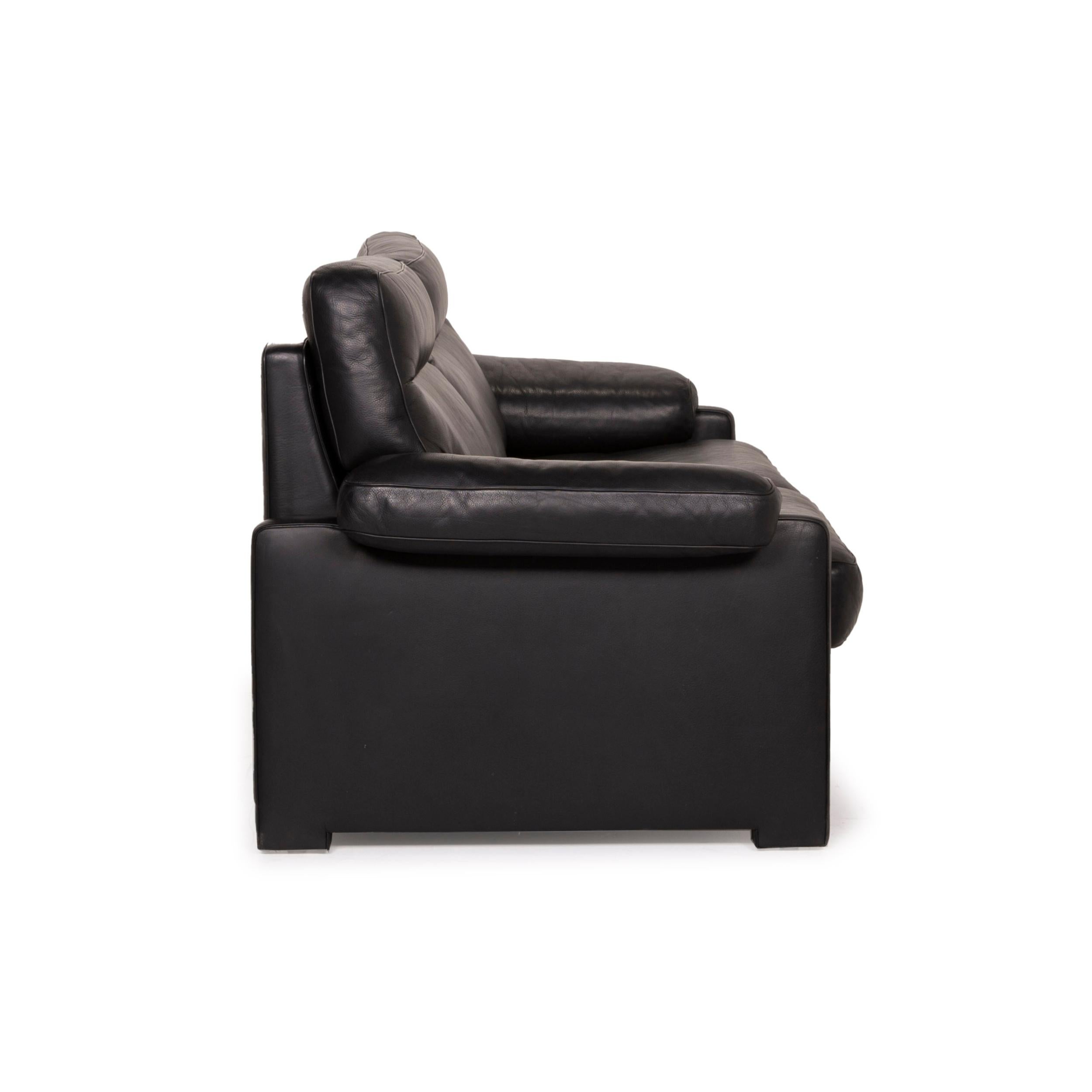 De Sede Ds 70 Leather Sofa Black Three-Seater For Sale 2