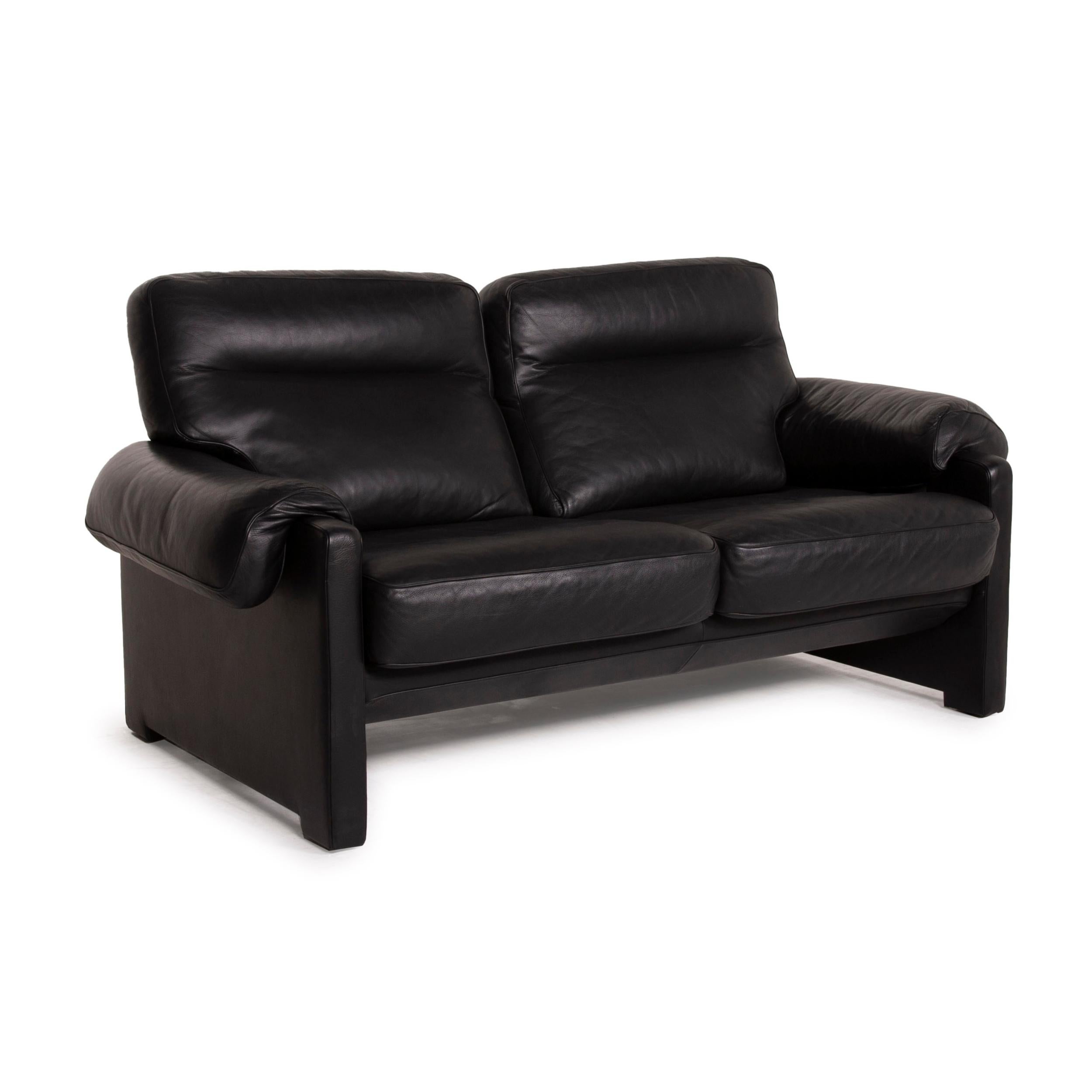Contemporary De Sede ds 70 Leather Sofa Black Two-Seater For Sale