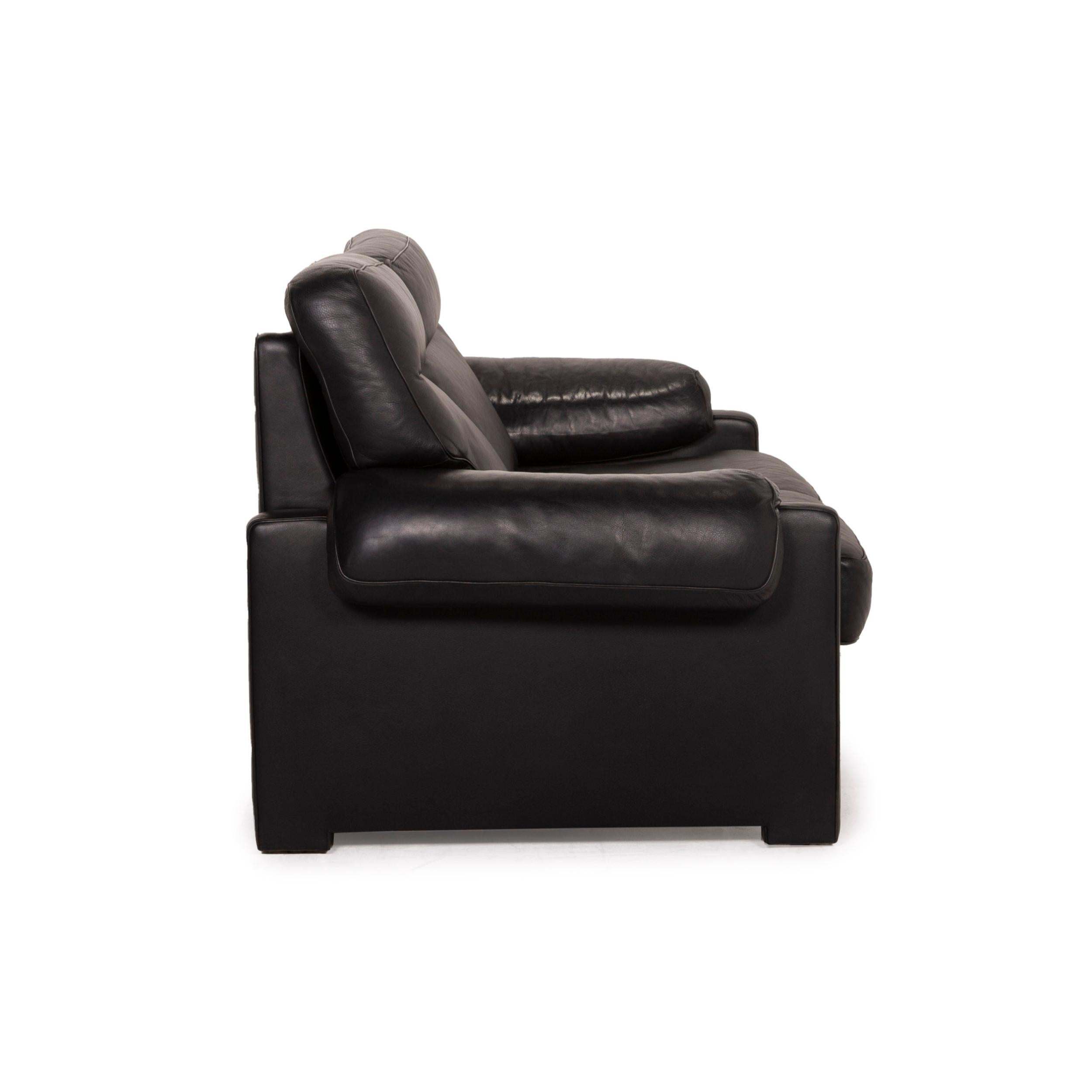 De Sede ds 70 Leather Sofa Black Two-Seater For Sale 2