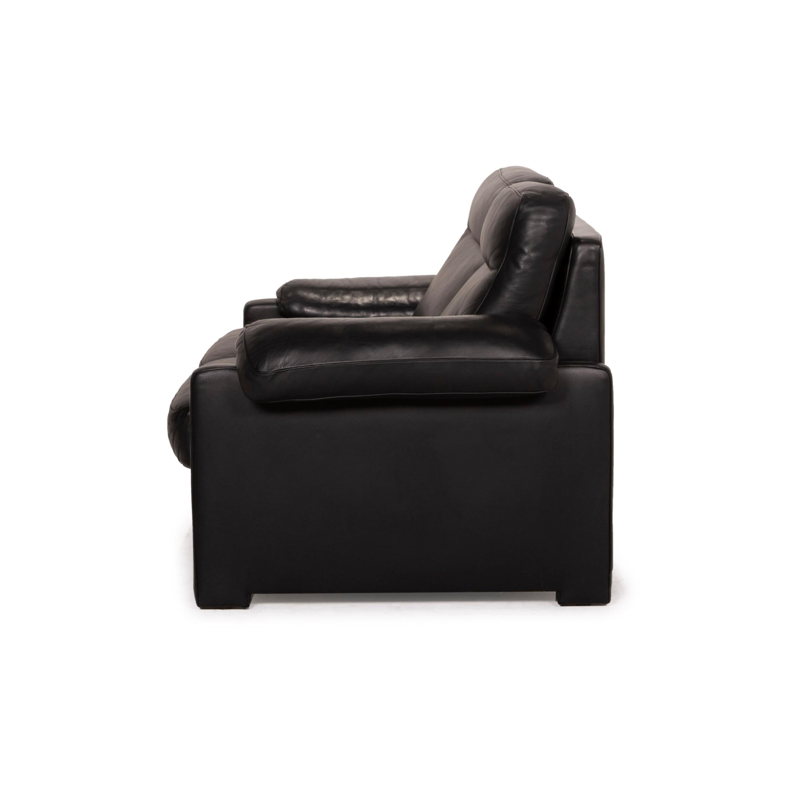 De Sede ds 70 Leather Sofa Black Two-Seater For Sale 3