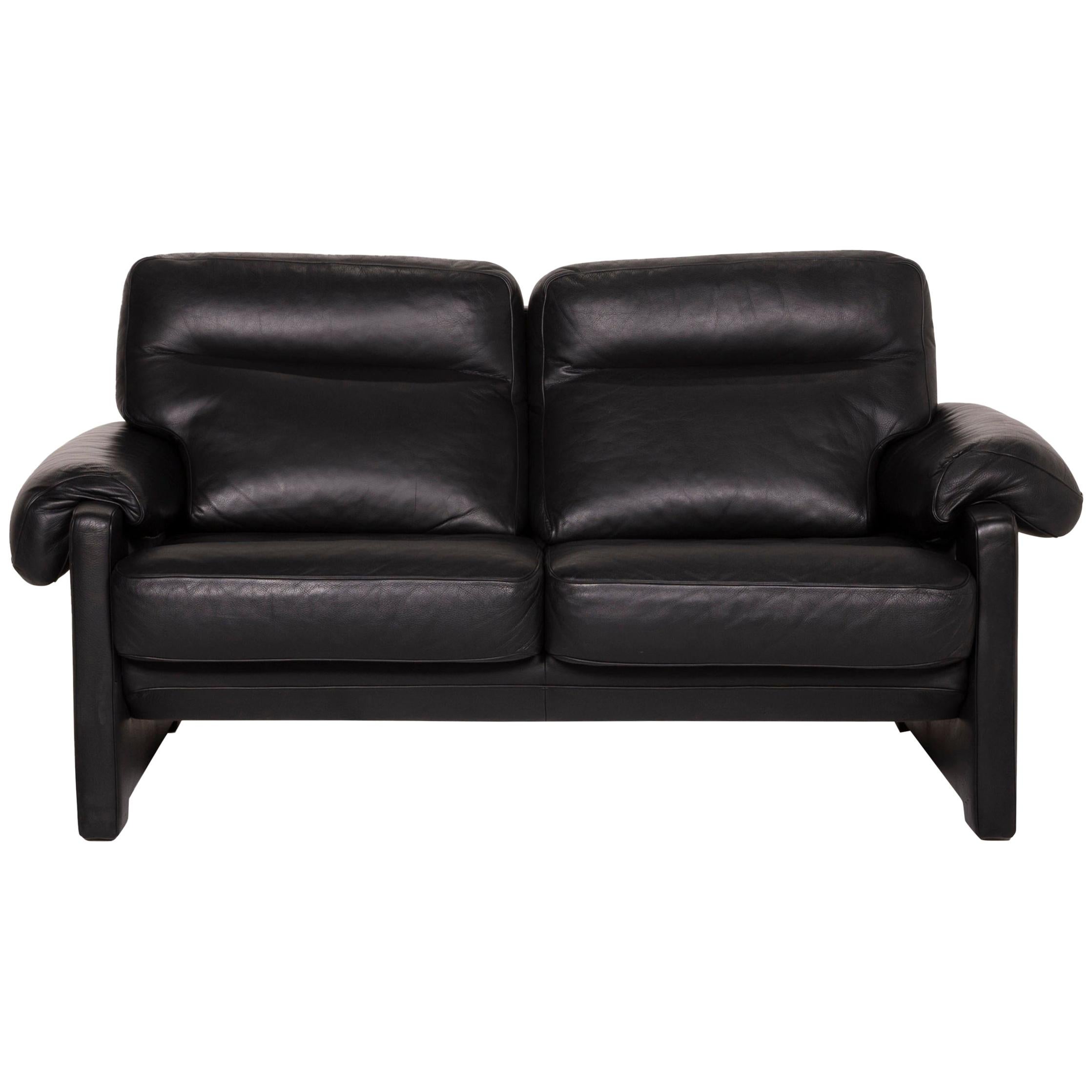 De Sede ds 70 Leather Sofa Black Two-Seater For Sale