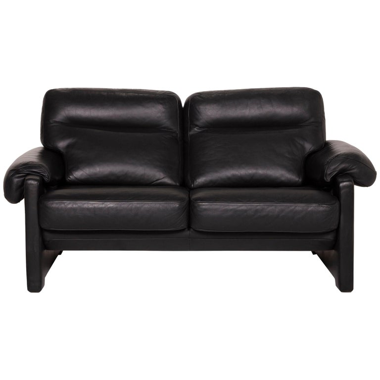 De Sede ds 70 Leather Sofa Black Two-Seater For Sale at 1stDibs