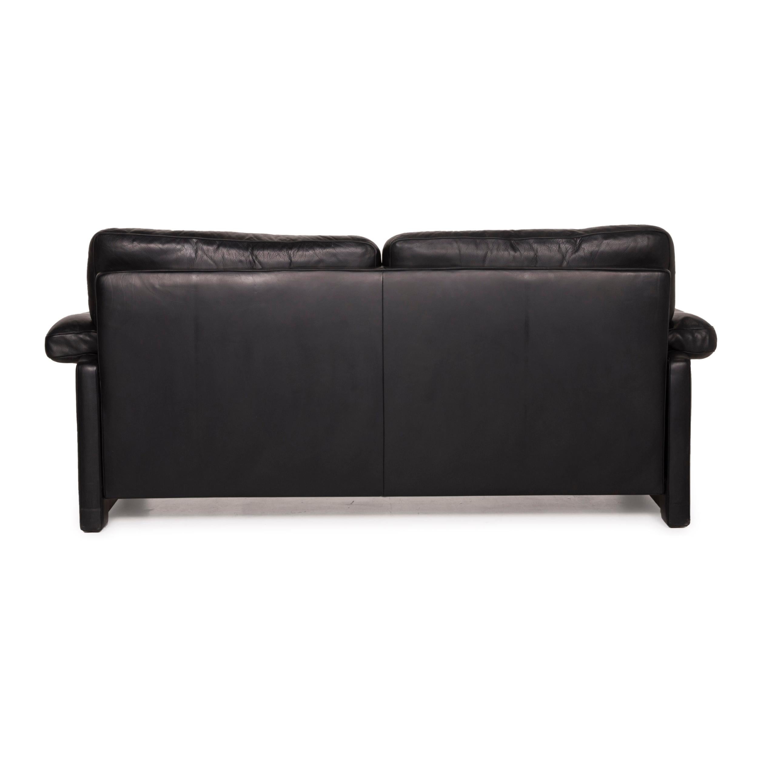 De Sede Ds 70 Leather Sofa Set Black 1x Three-Seater 1x Two-Seater Set For Sale 4