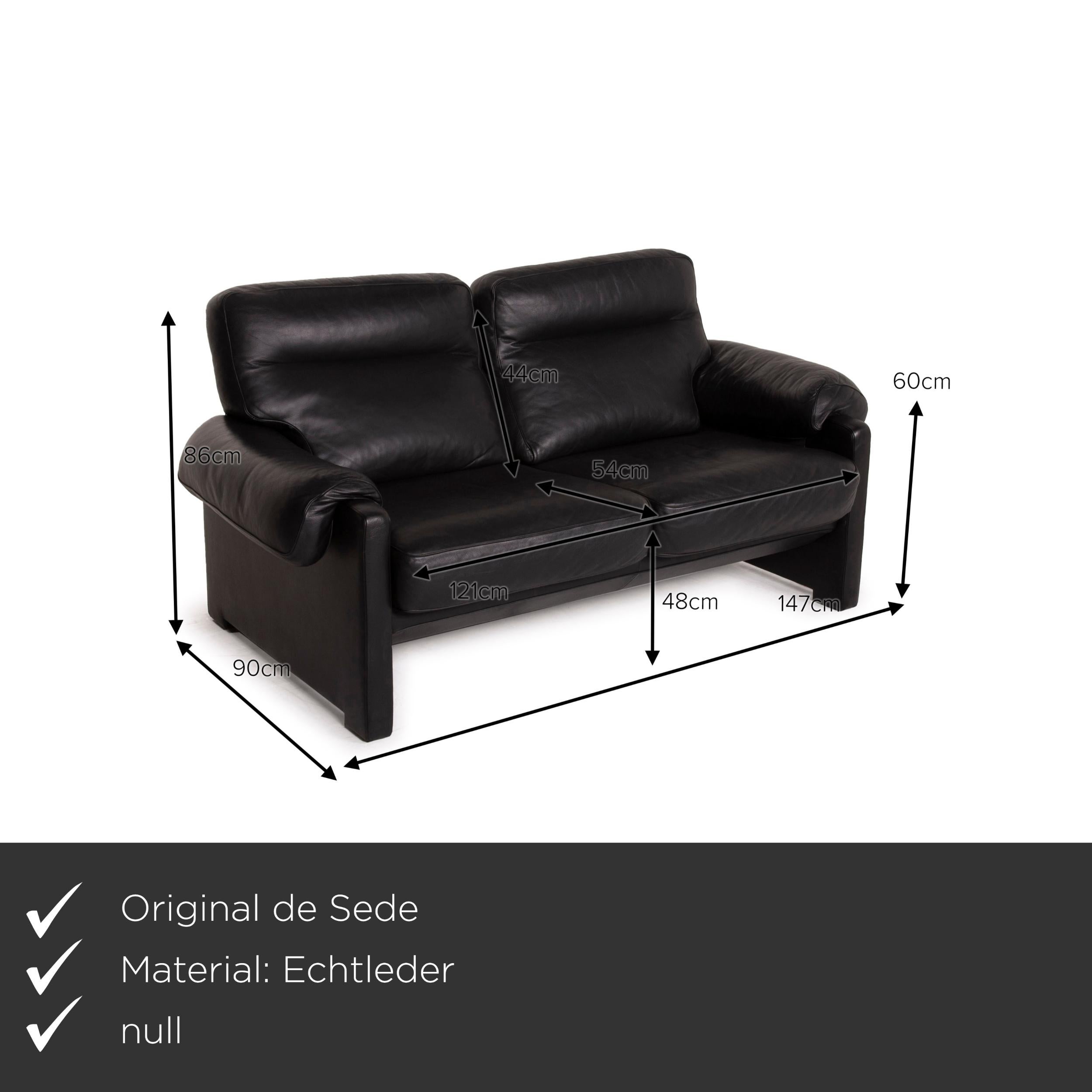 Modern De Sede Ds 70 Leather Sofa Set Black 1x Three-Seater 1x Two-Seater Set For Sale