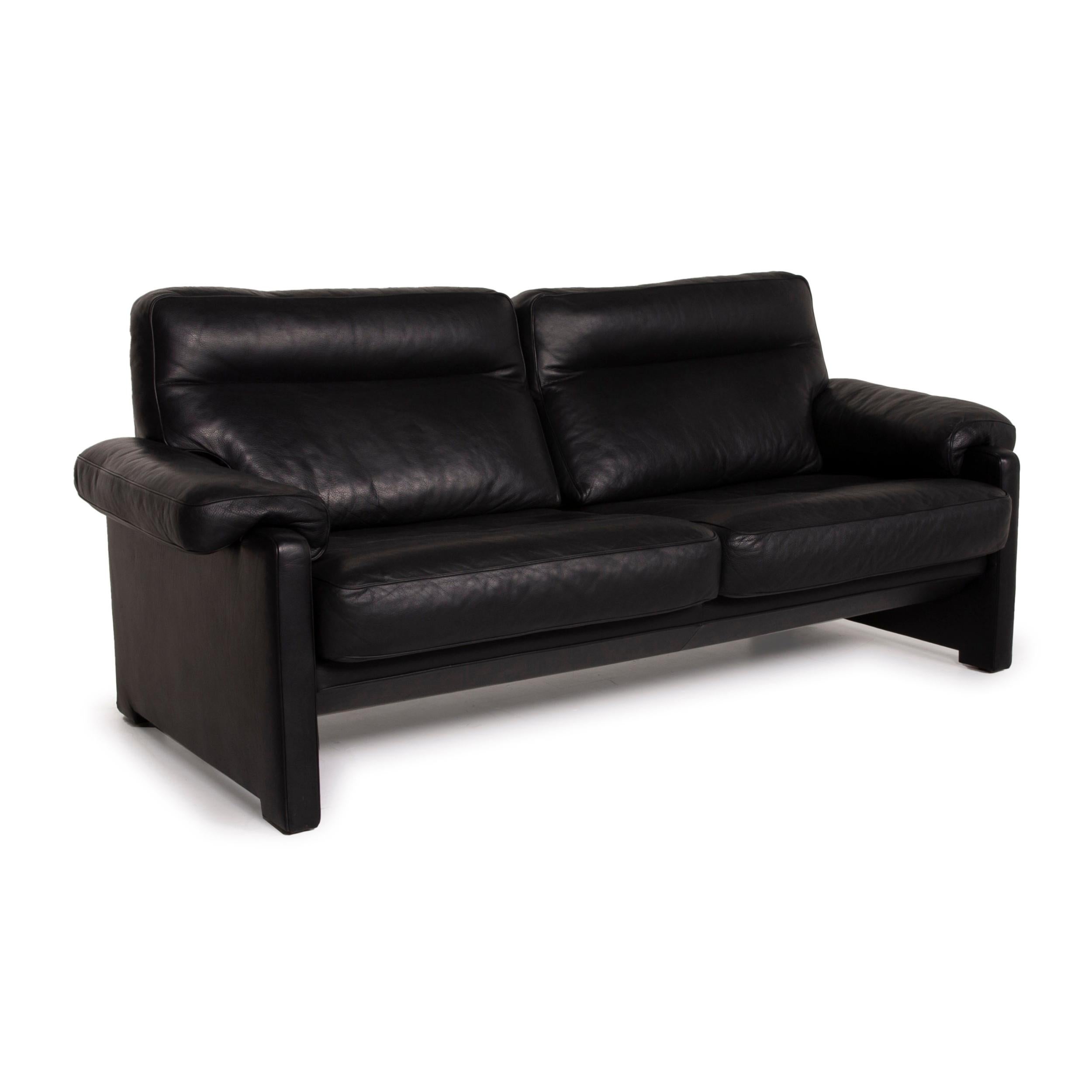De Sede Ds 70 Leather Sofa Set Black 1x Three-Seater 1x Two-Seater Set For Sale 1