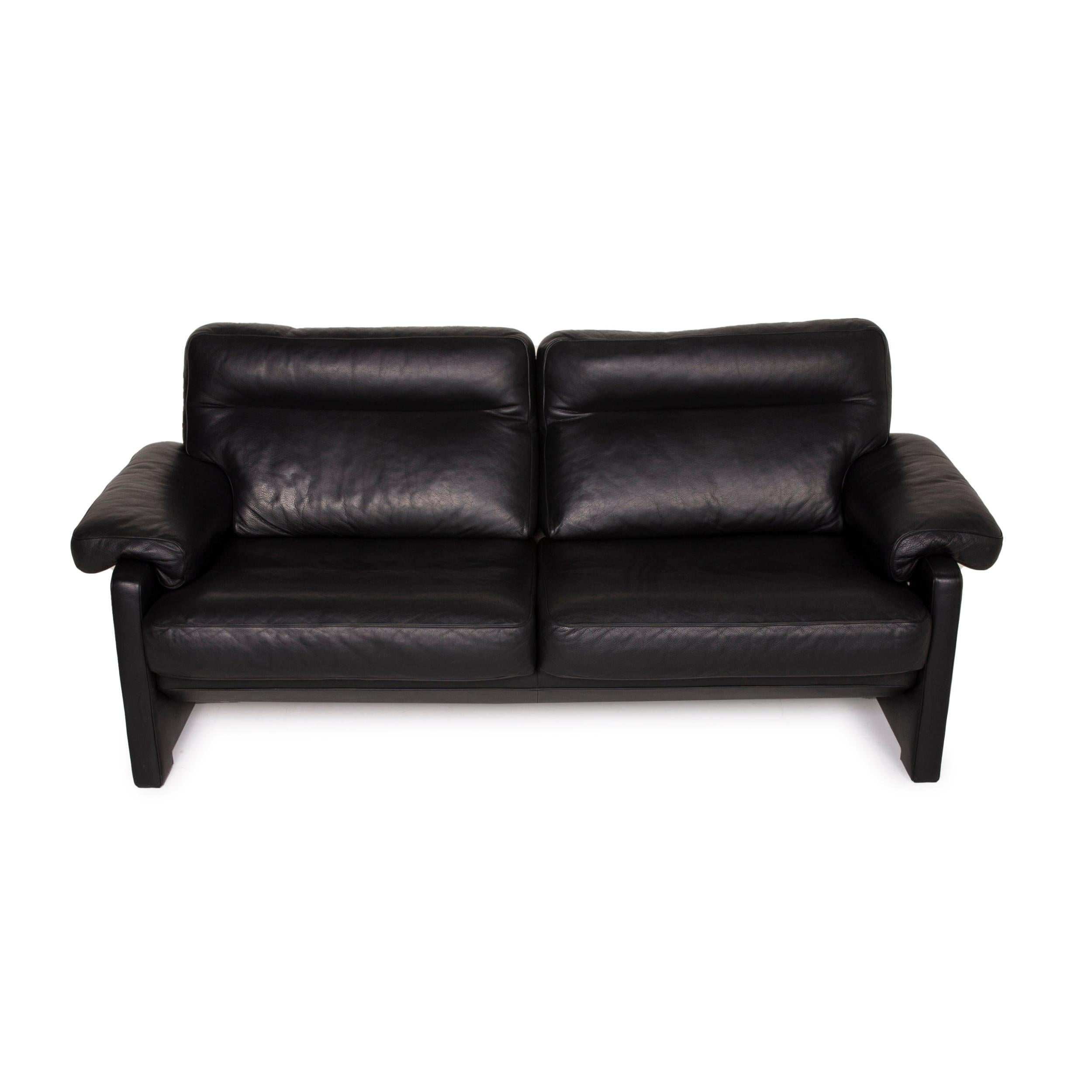 De Sede Ds 70 Leather Sofa Set Black 1x Three-Seater 1x Two-Seater Set For Sale 2