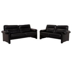 De Sede Ds 70 Leather Sofa Set Black 1x Three-Seater 1x Two-Seater Set