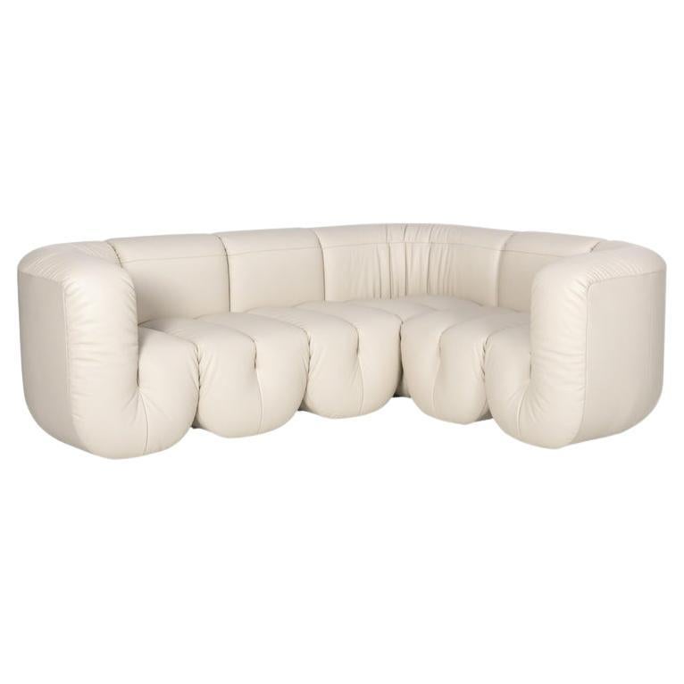 De Sede DS-707 Modular Sofa in Perla Leather Upholstery by Philippe Malouin For Sale