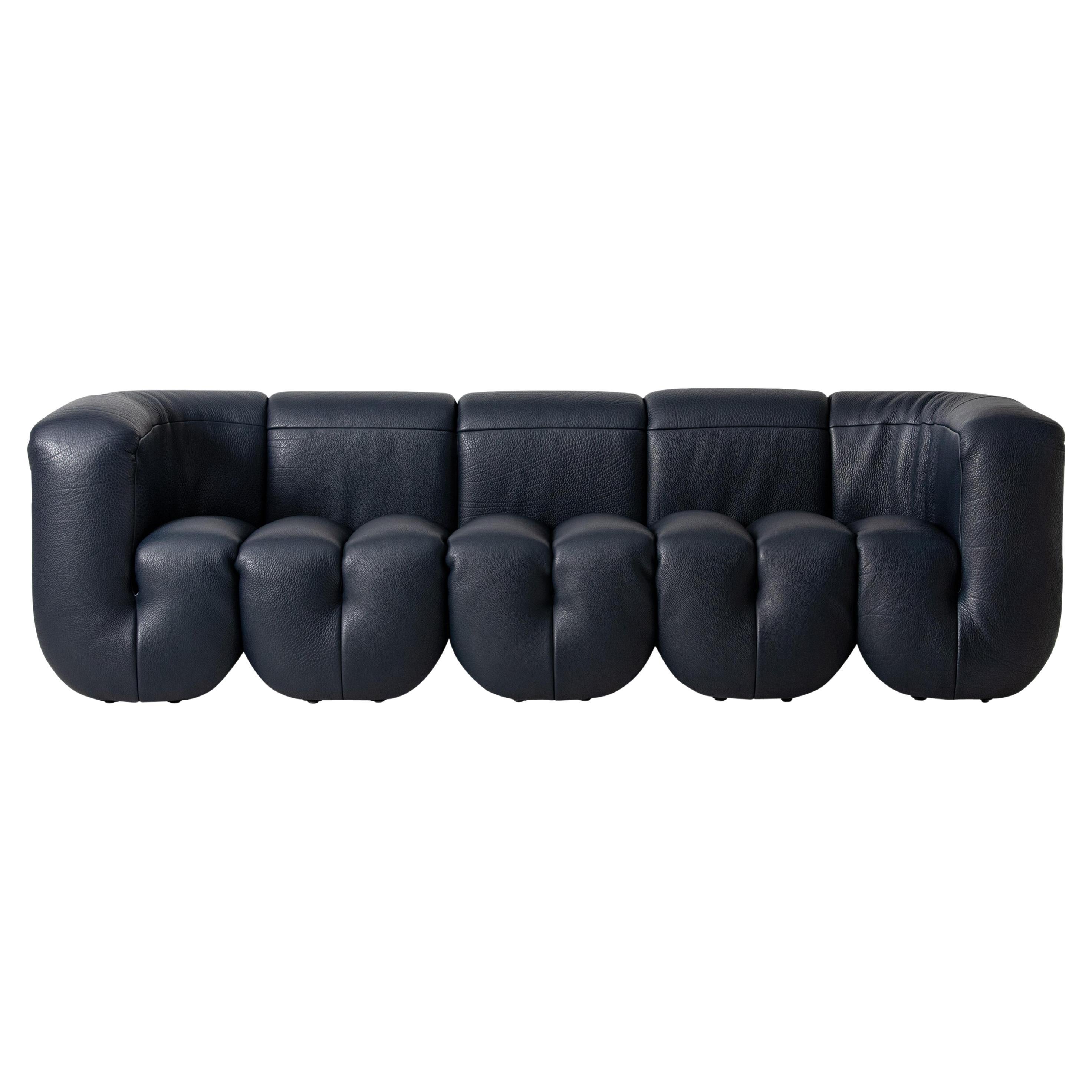 De Sede DS-707 Sofa in Black Club Leather Upholstery by Philippe Malouin For Sale