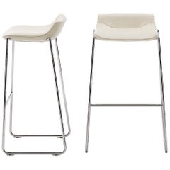 De Sede DS-717 Stool in Snow Upholstery with Steel Legs by Claudio Bellini