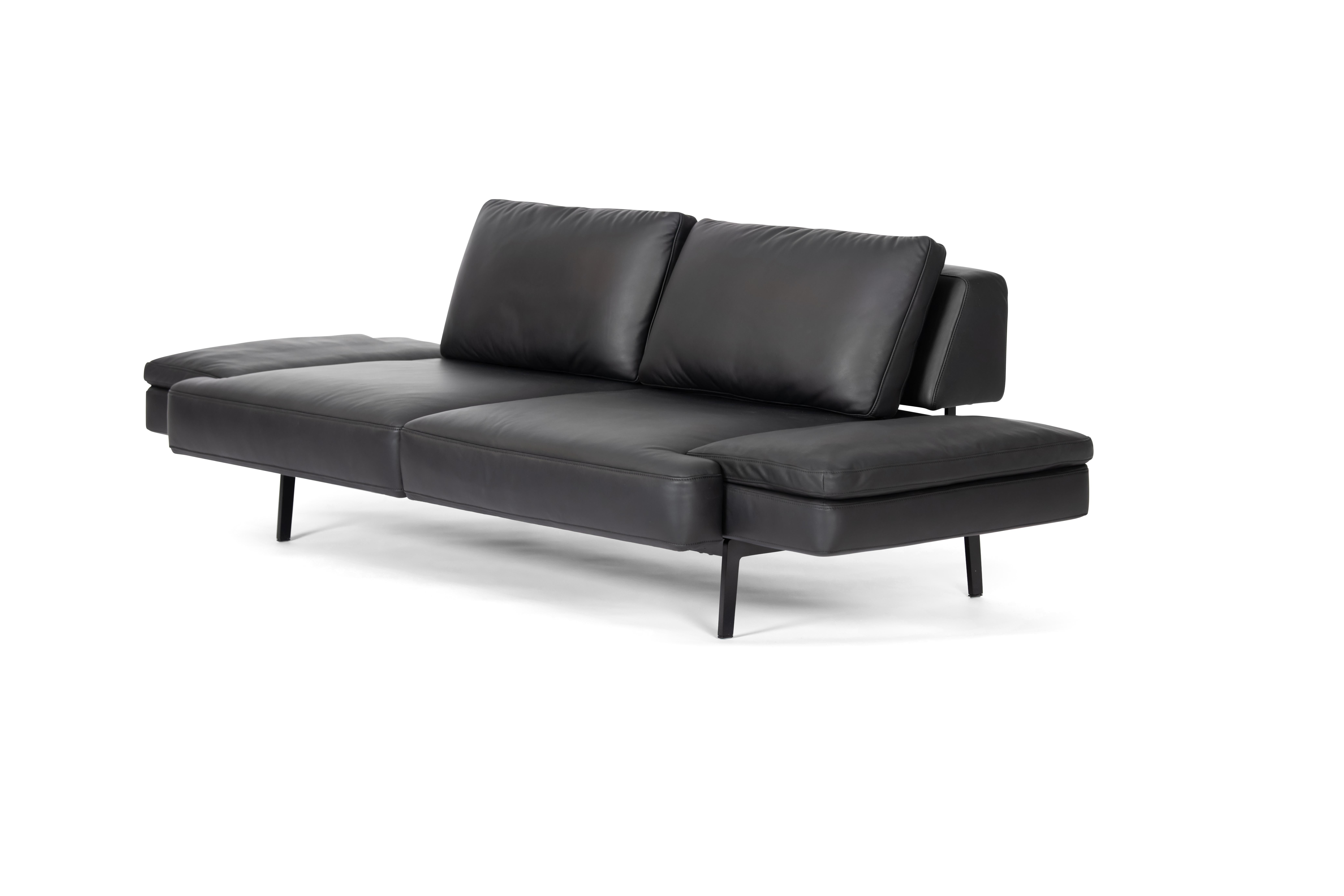 Swiss De Sede DS-747/23 Multifunctional Sofa in Black Leather Seat and Back Upholstery For Sale