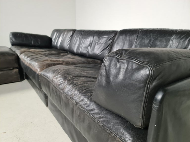 De Sede DS-76 3-Seater Sectional Sofa with Ottoman, 1970s For Sale 3