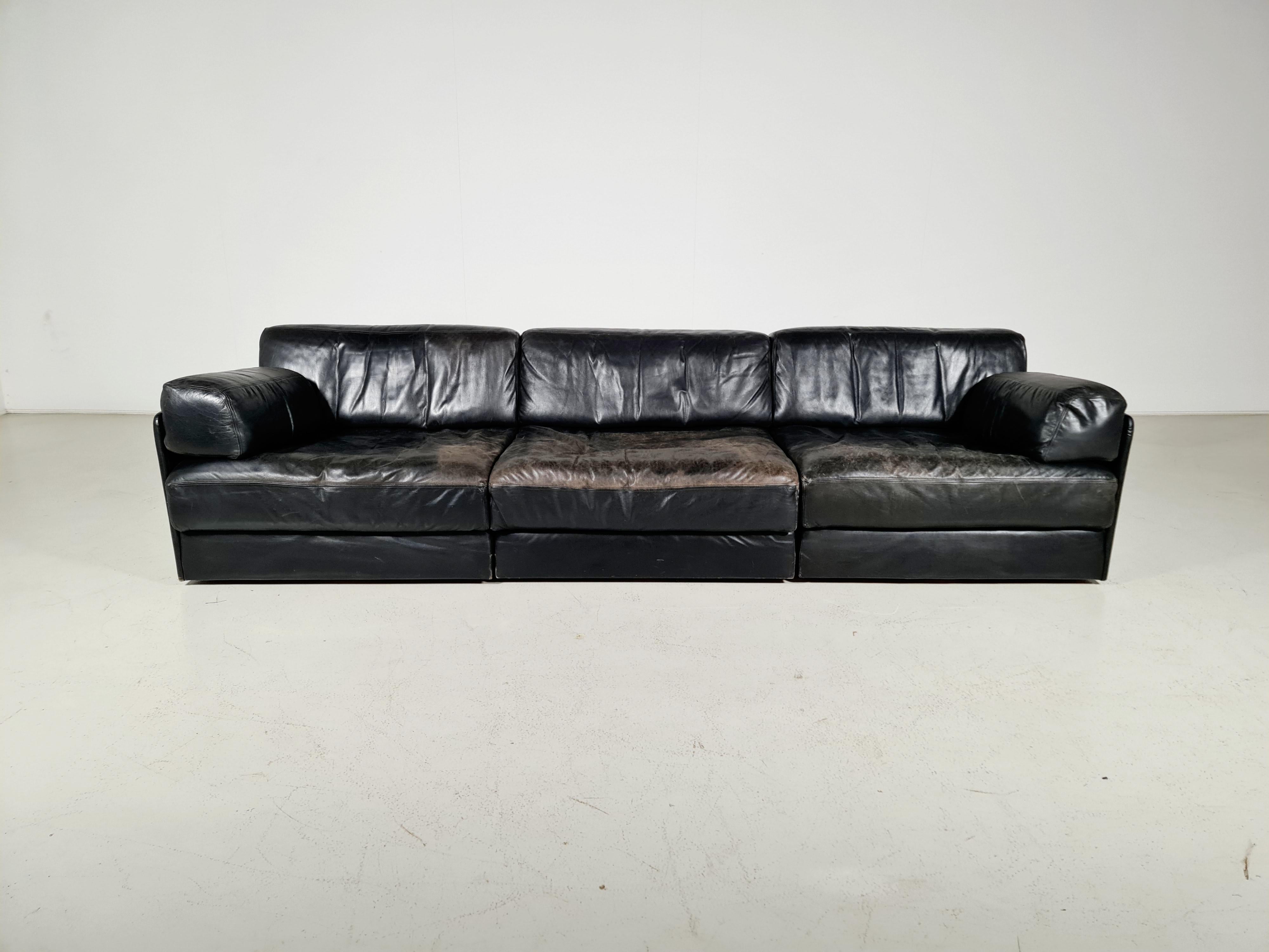 Late 20th Century De Sede DS-76 3-Seater Sectional Sofa with Ottoman, 1970s