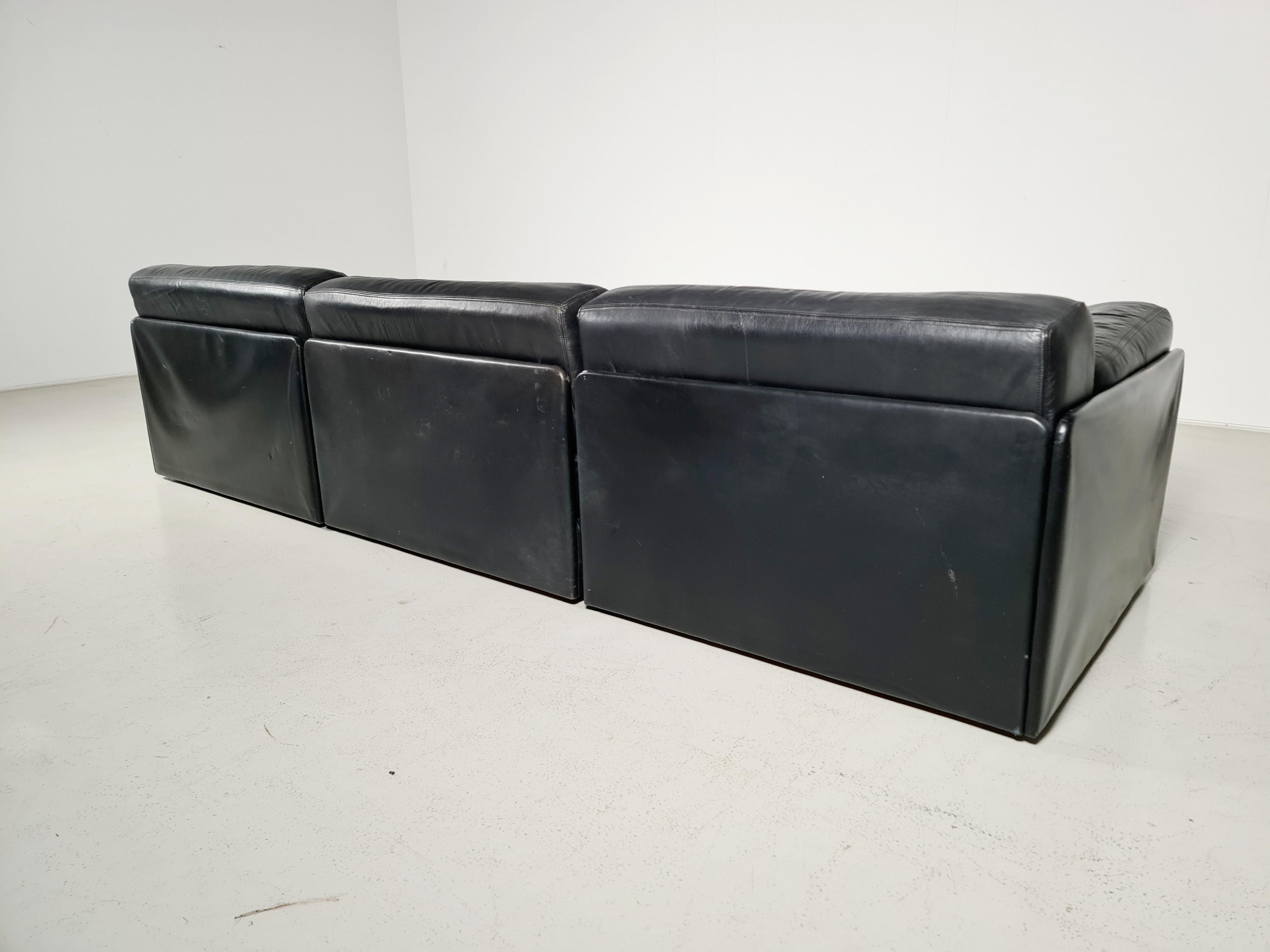 De Sede DS-76 3-Seater Sectional Sofa with Ottoman, 1970s 2