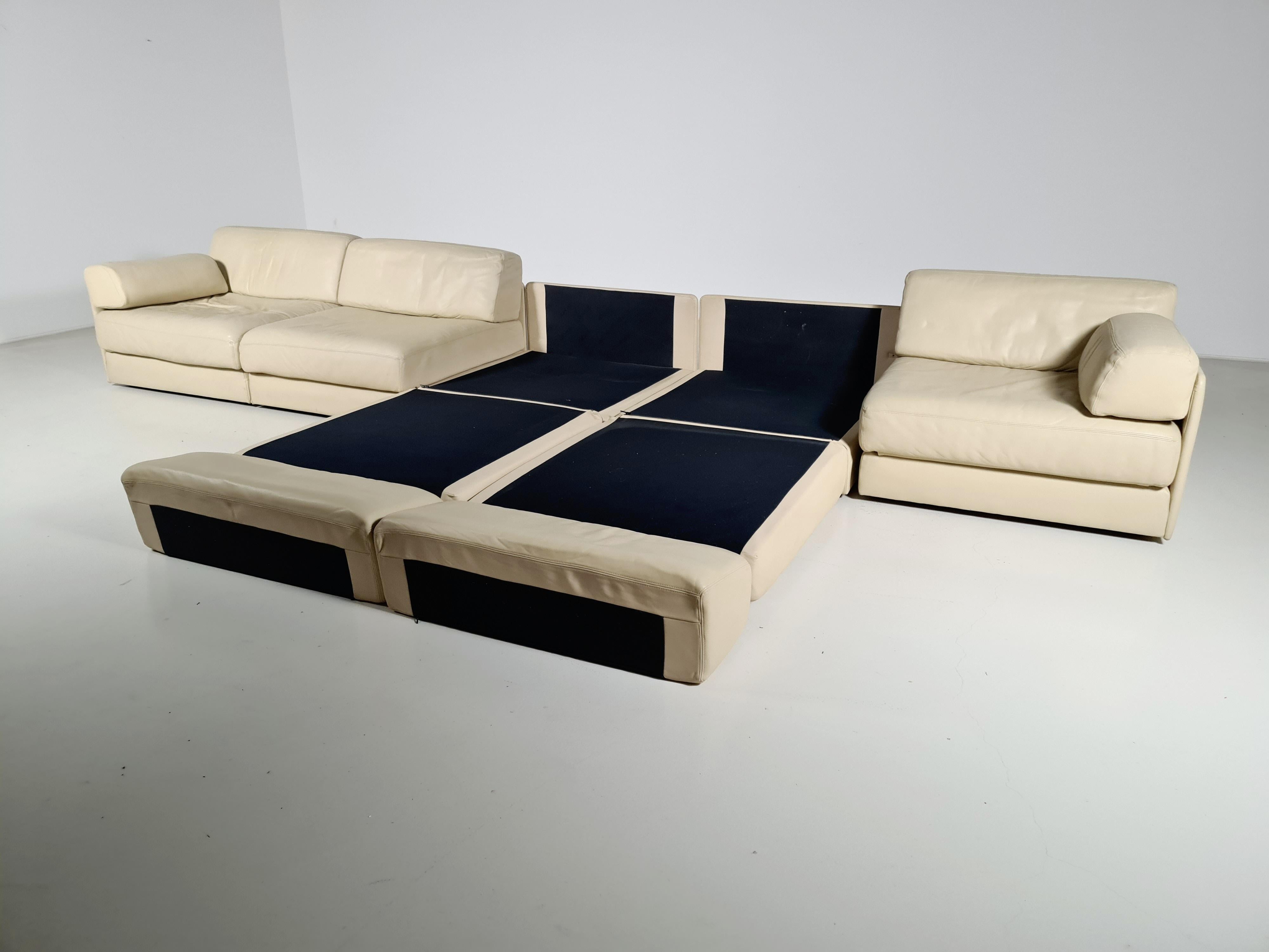 Leather De Sede DS-76 5-Seater Sectional Sofa, 1970s