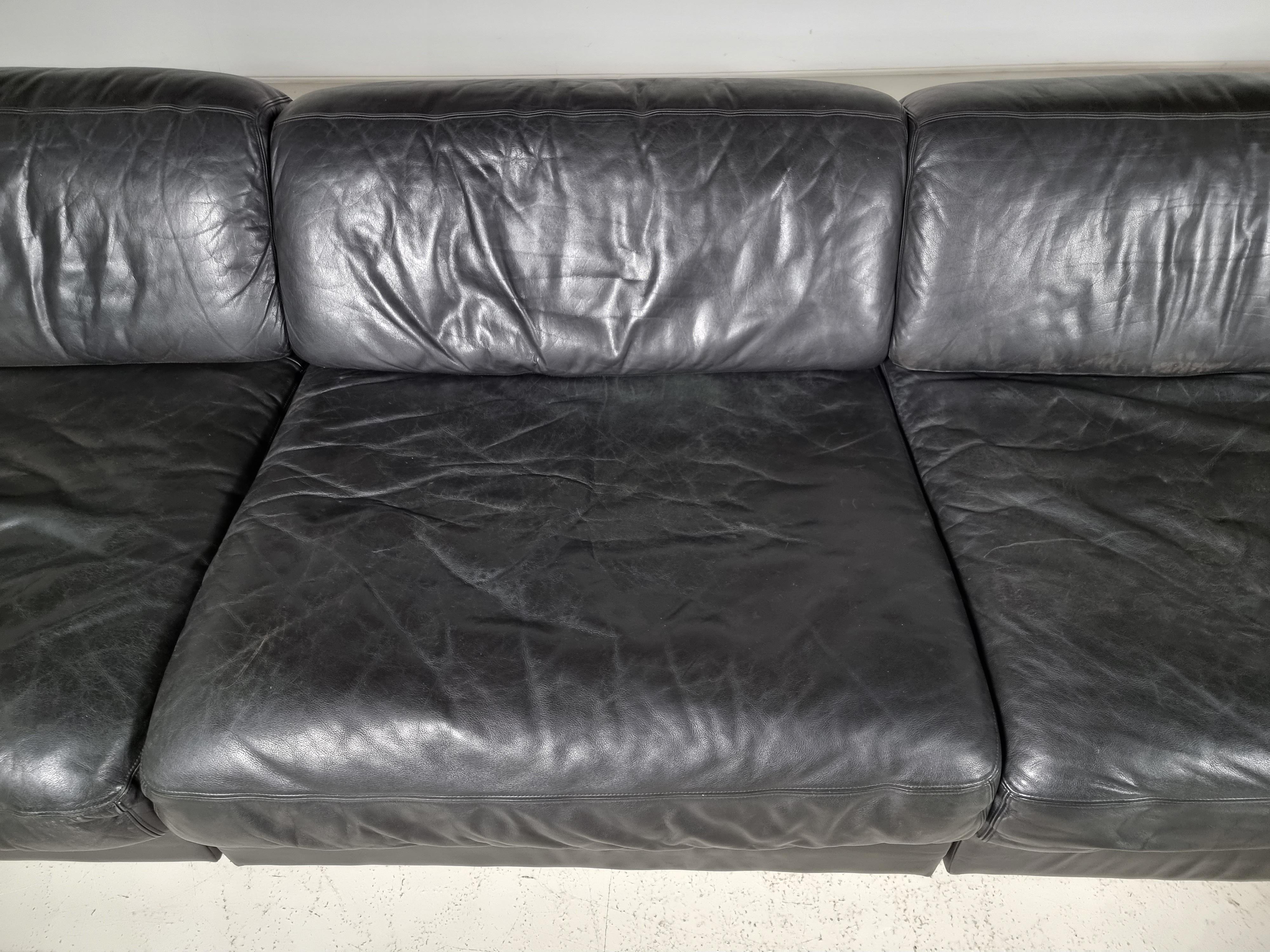 De Sede DS-76 5-Seater Sectional Sofa with Ottoman, 1970s 3