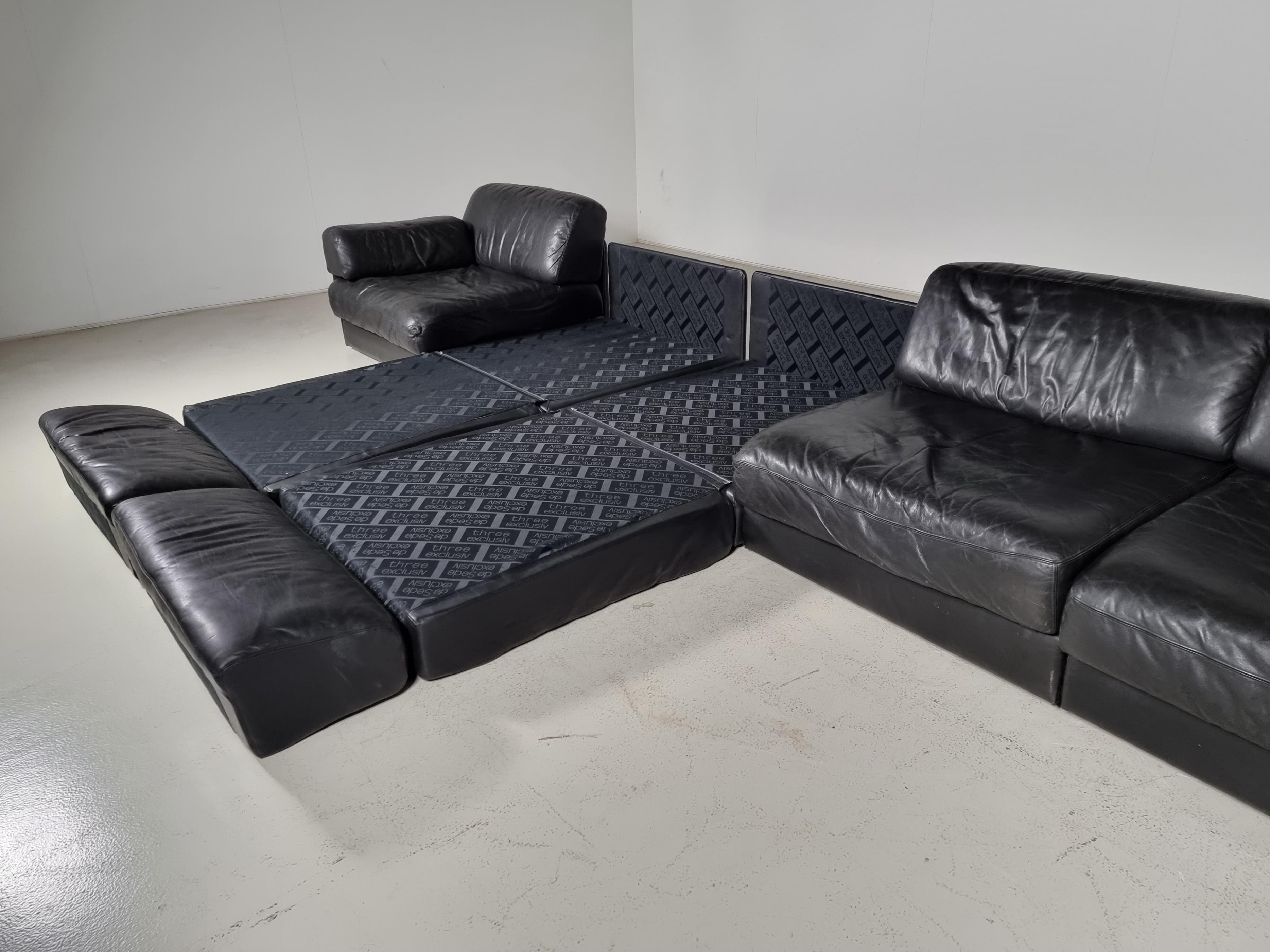 De Sede DS-76 5-Seater Sectional Sofa with Ottoman, 1970s 5