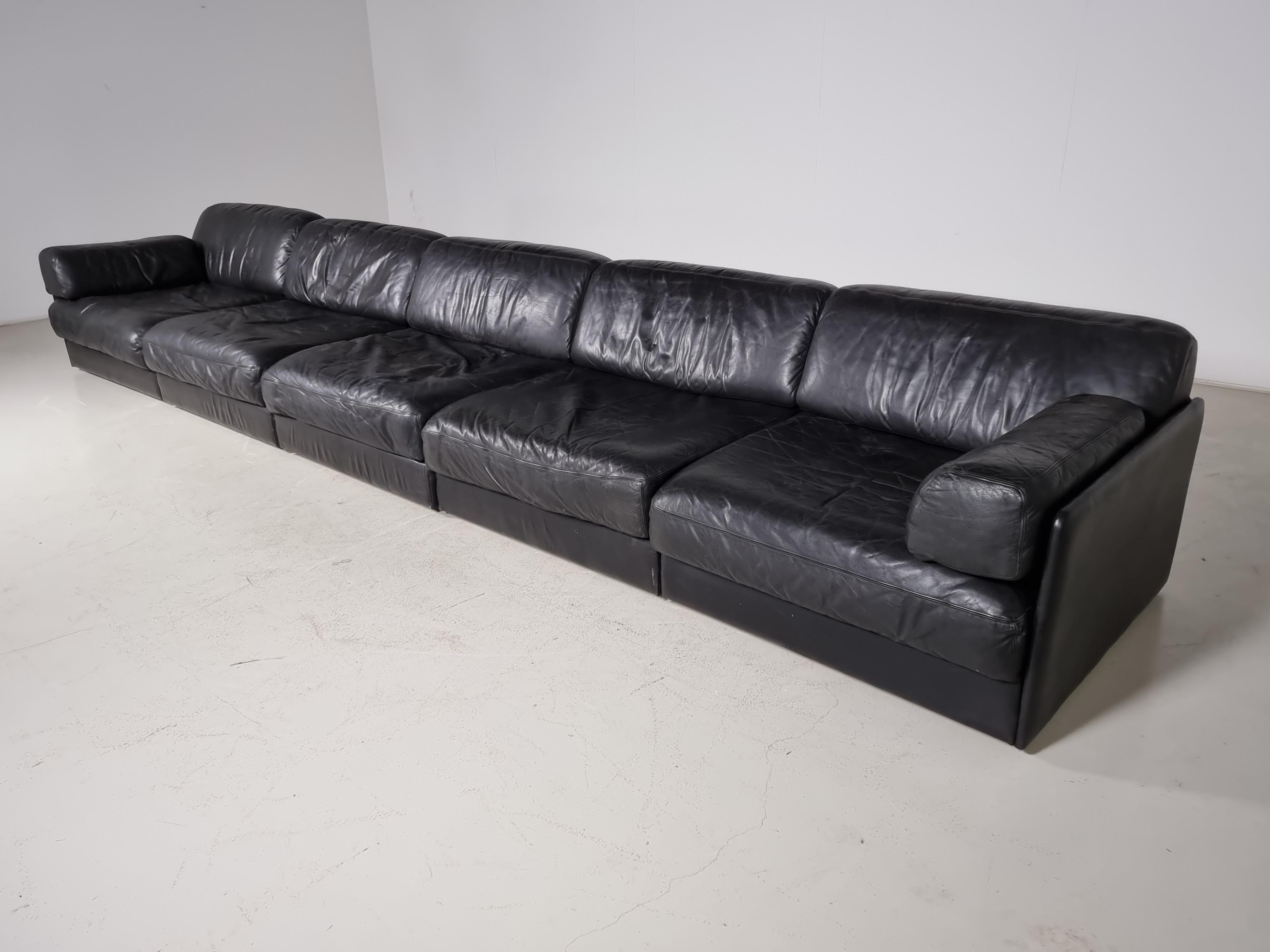 De Sede DS-76 5-Seater Sectional Sofa with Ottoman, 1970s In Good Condition In amstelveen, NL