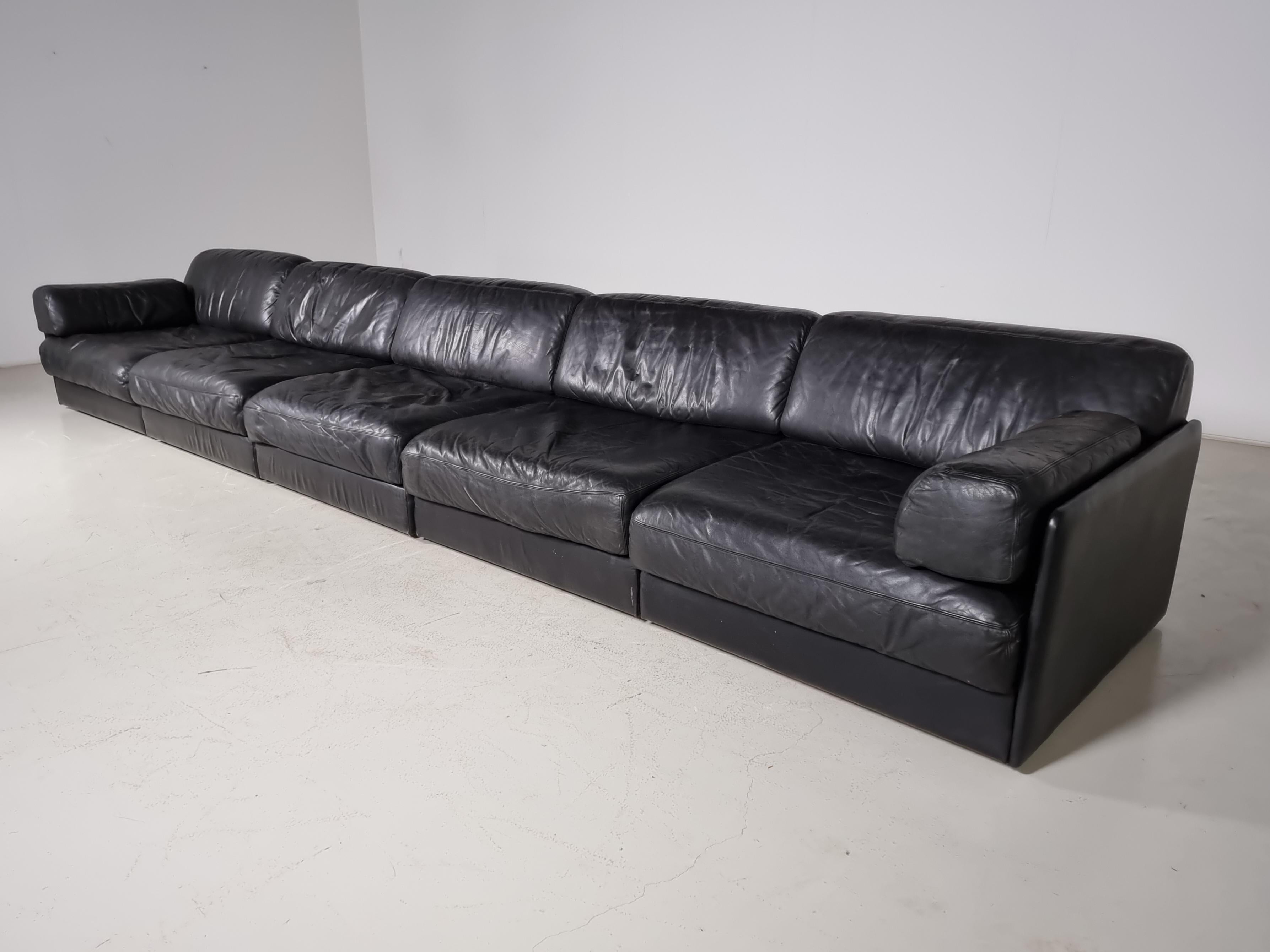 Late 20th Century De Sede DS-76 5-Seater Sectional Sofa with Ottoman, 1970s
