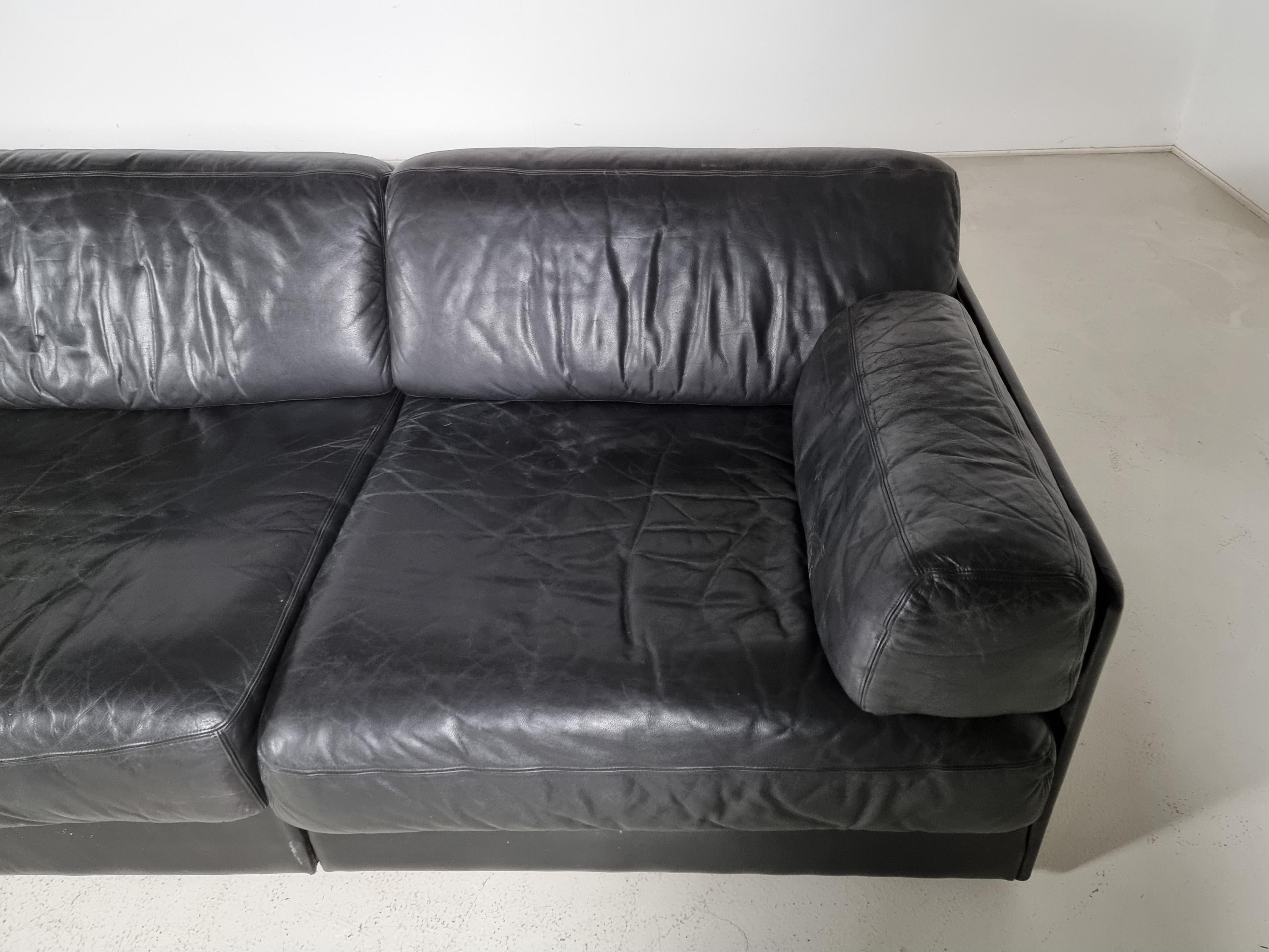 Leather De Sede DS-76 5-Seater Sectional Sofa with Ottoman, 1970s
