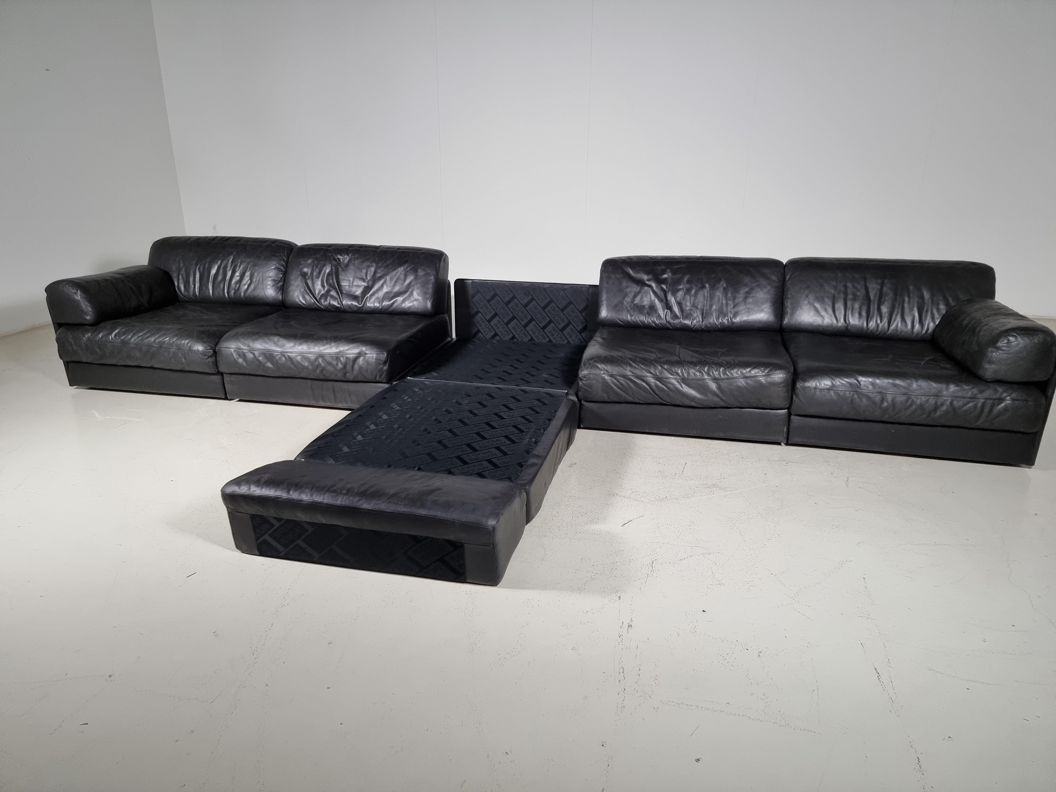 De Sede DS-76 5-Seater Sectional Sofa with Ottoman, 1970s 1
