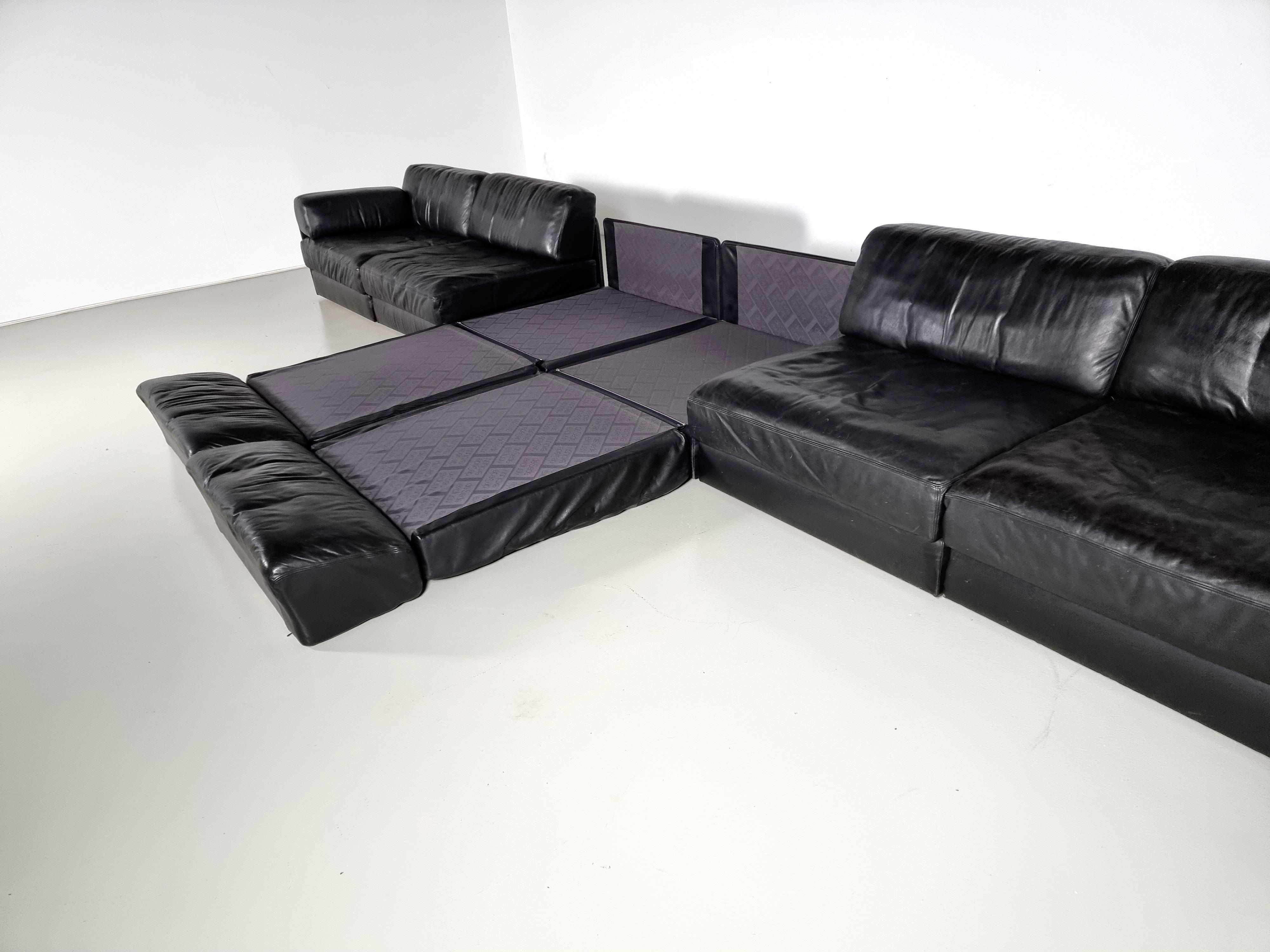 De Sede DS-76 6-Seater Sectional Sofa with Ottoman, 1970s 5