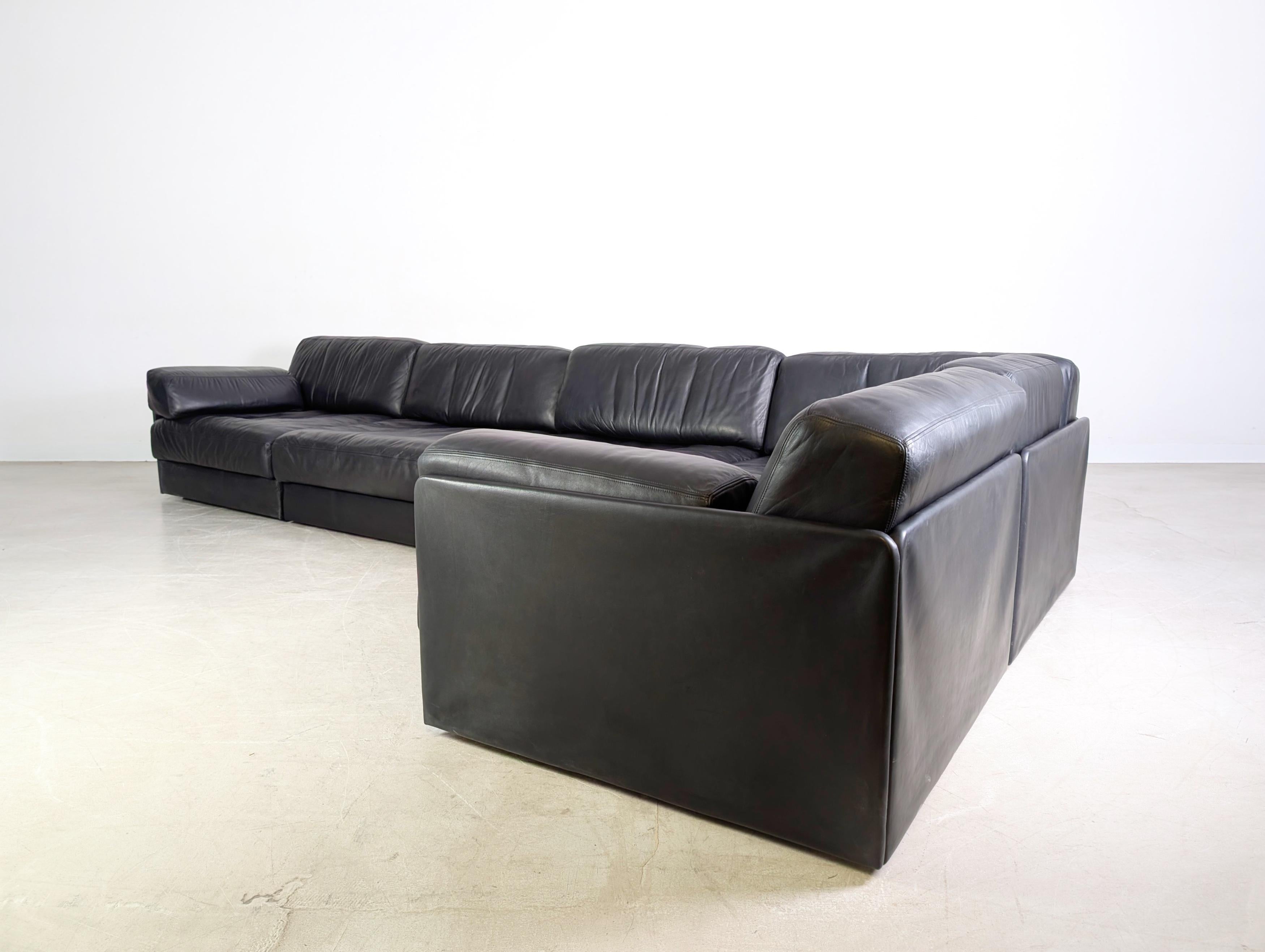 De Sede DS 76/78 Modulsofa Ecksofa Design Eckcouch Leder schwarz Bon état - En vente à Berlin, DE