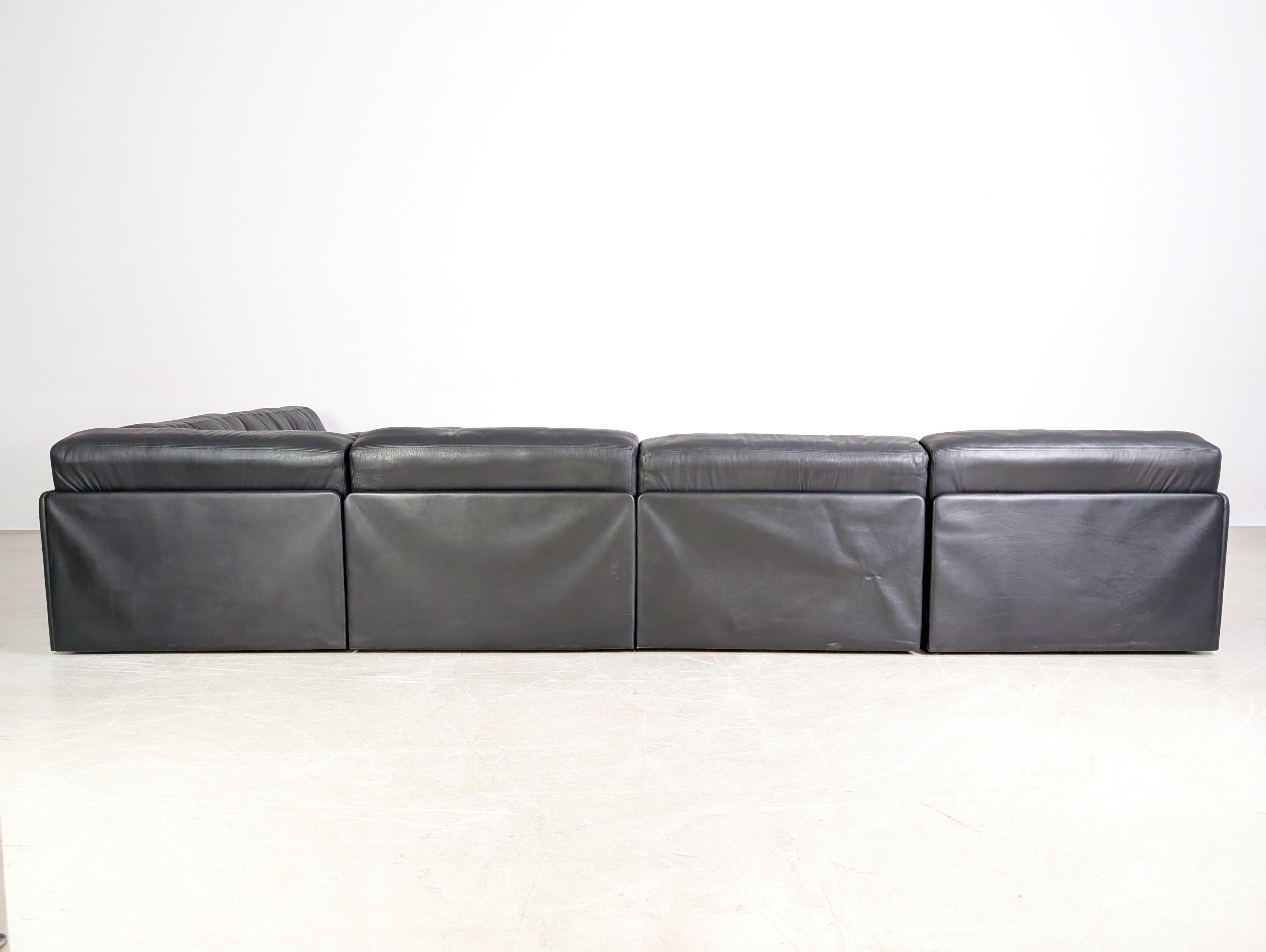 Fin du 20e siècle De Sede DS 76/78 Modulsofa Ecksofa Design Eckcouch Leder schwarz en vente
