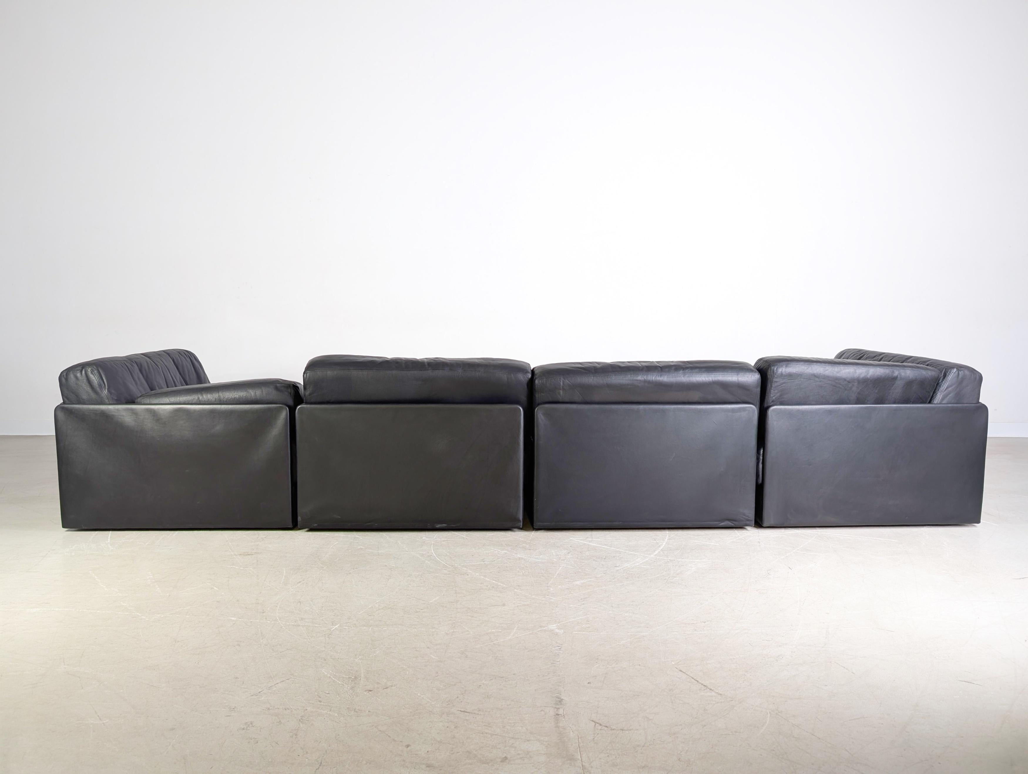 De Sede DS 76/78 Modulsofa Midcentury Design Couch Leder schwarz For Sale 3