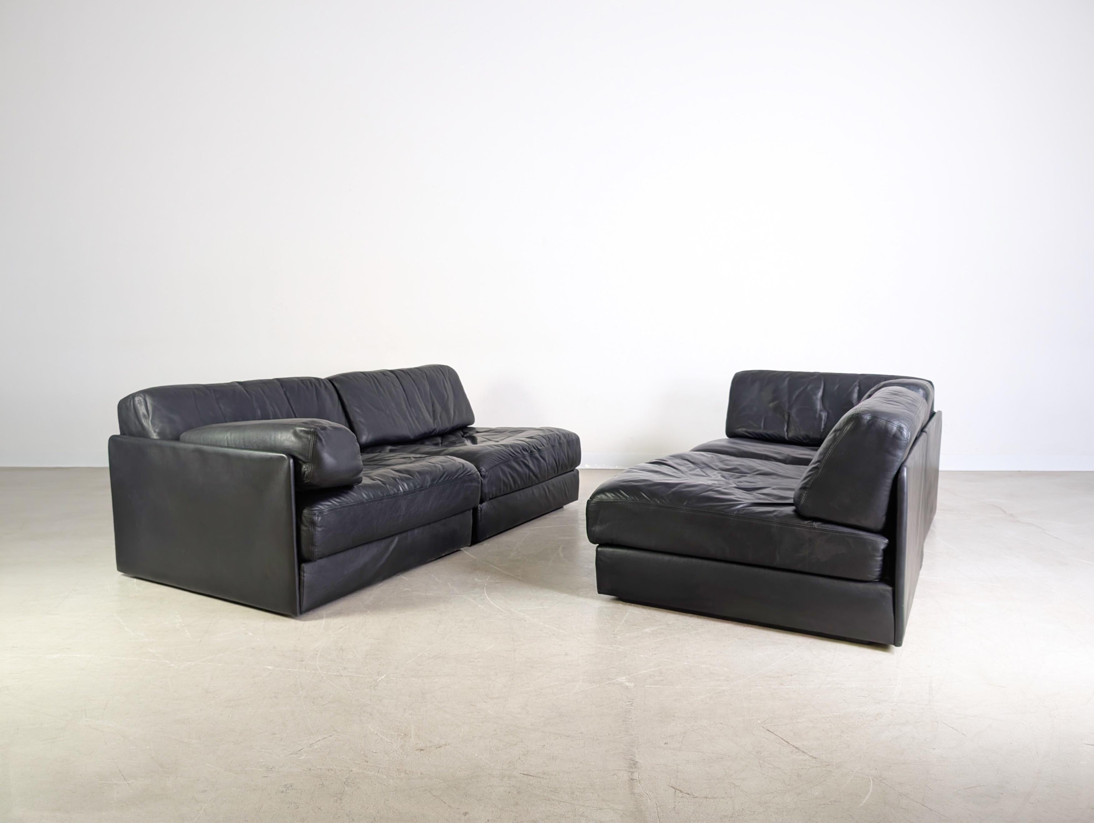 Leather De Sede DS 76/78 Modulsofa Midcentury Design Couch Leder schwarz For Sale
