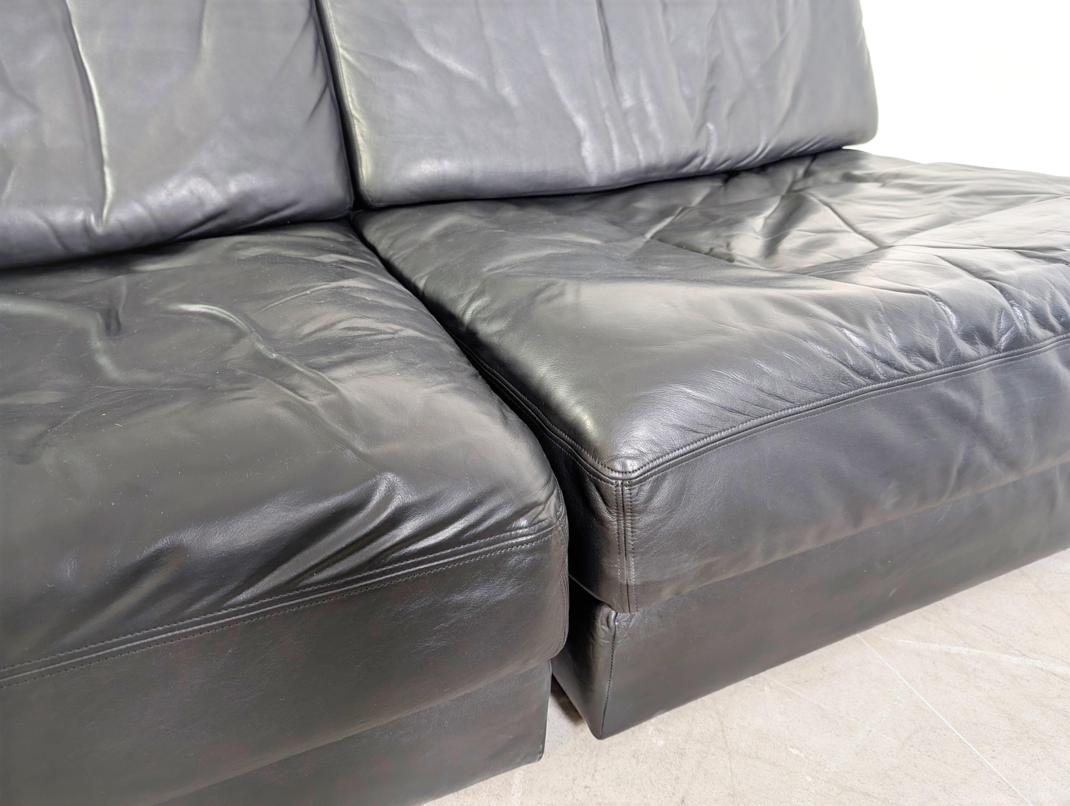 De Sede DS 76/78 Modulsofa Midcentury Design Couch Leder schwarz For Sale 2