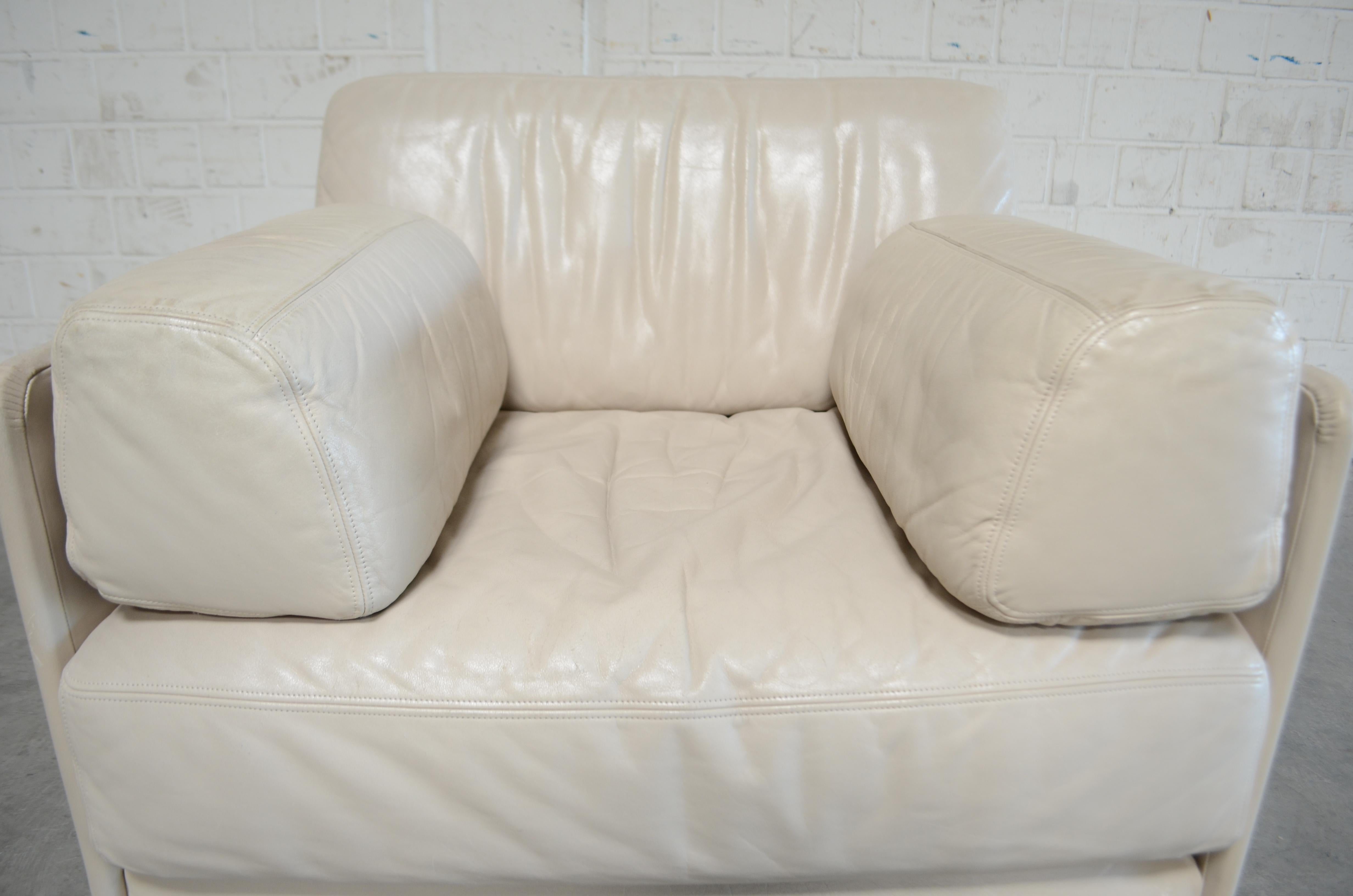 De Sede DS 76 Sessel aus weißem cremefarbenem Leder / Tagesbett 9