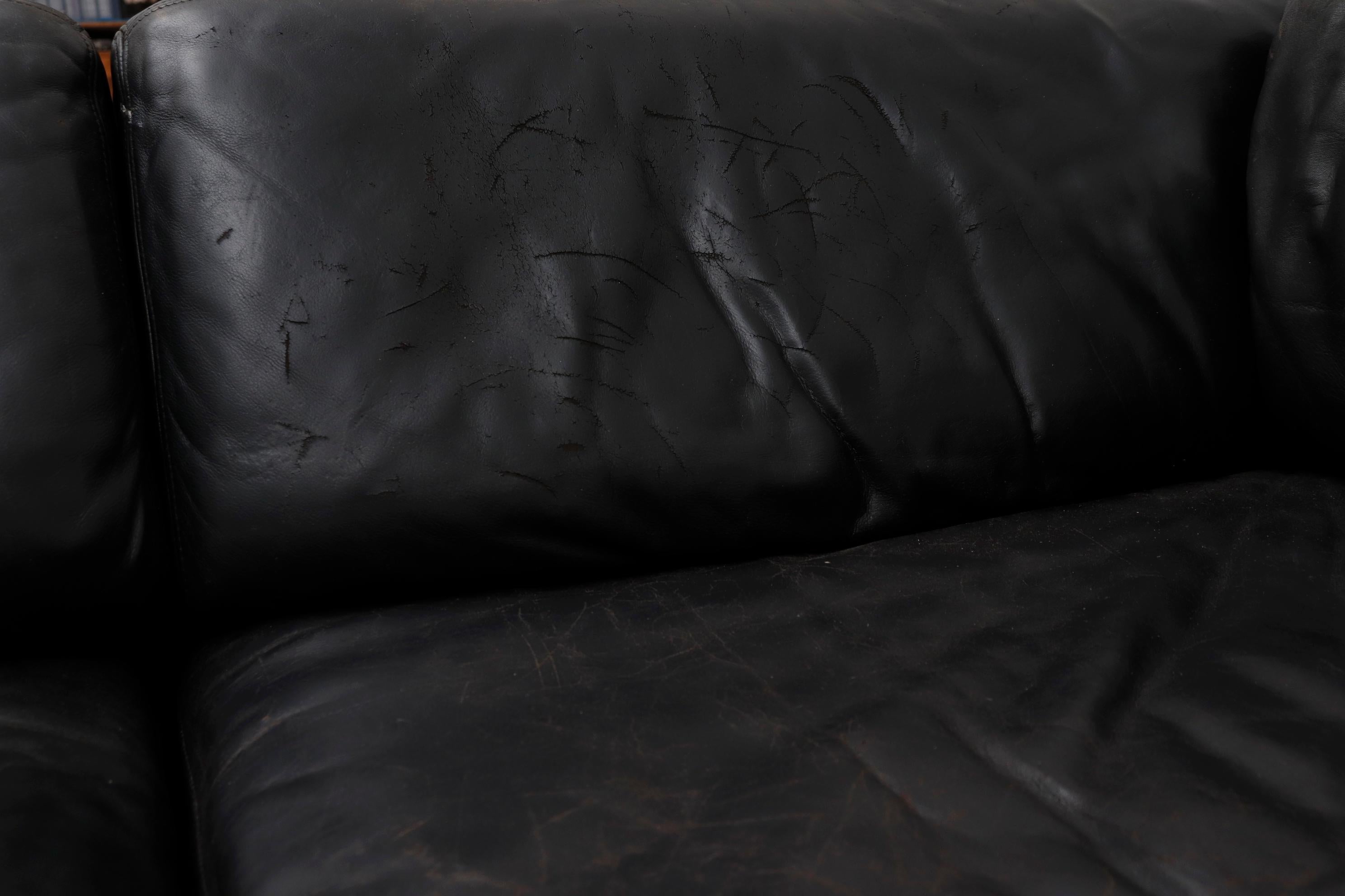 De Sede DS 76 Black Leather 5 Piece Sectional Sleeper Sofa 2