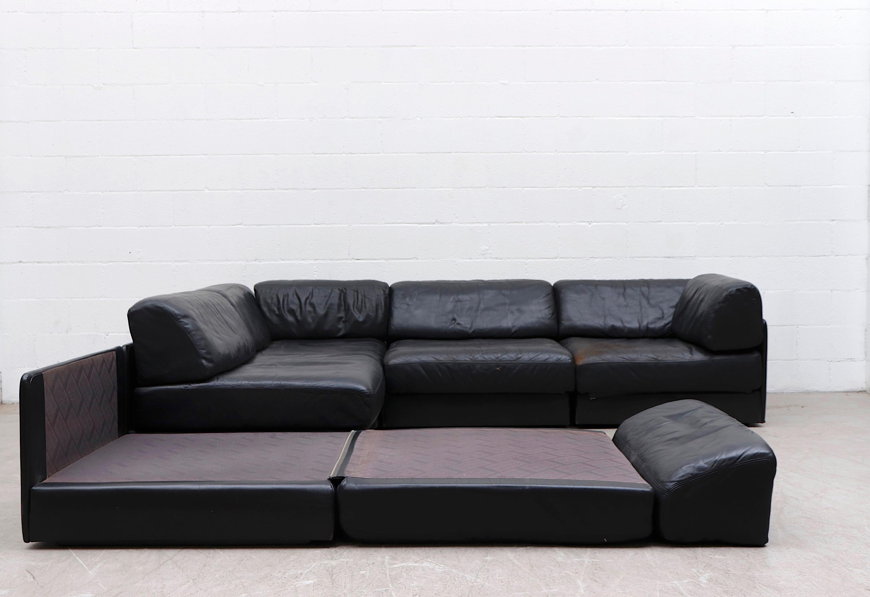 black leather sectional sleeper sofa