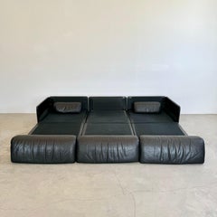 De Sede DS - 76 Black Leather Modular Sofa, 1970s Switzerland