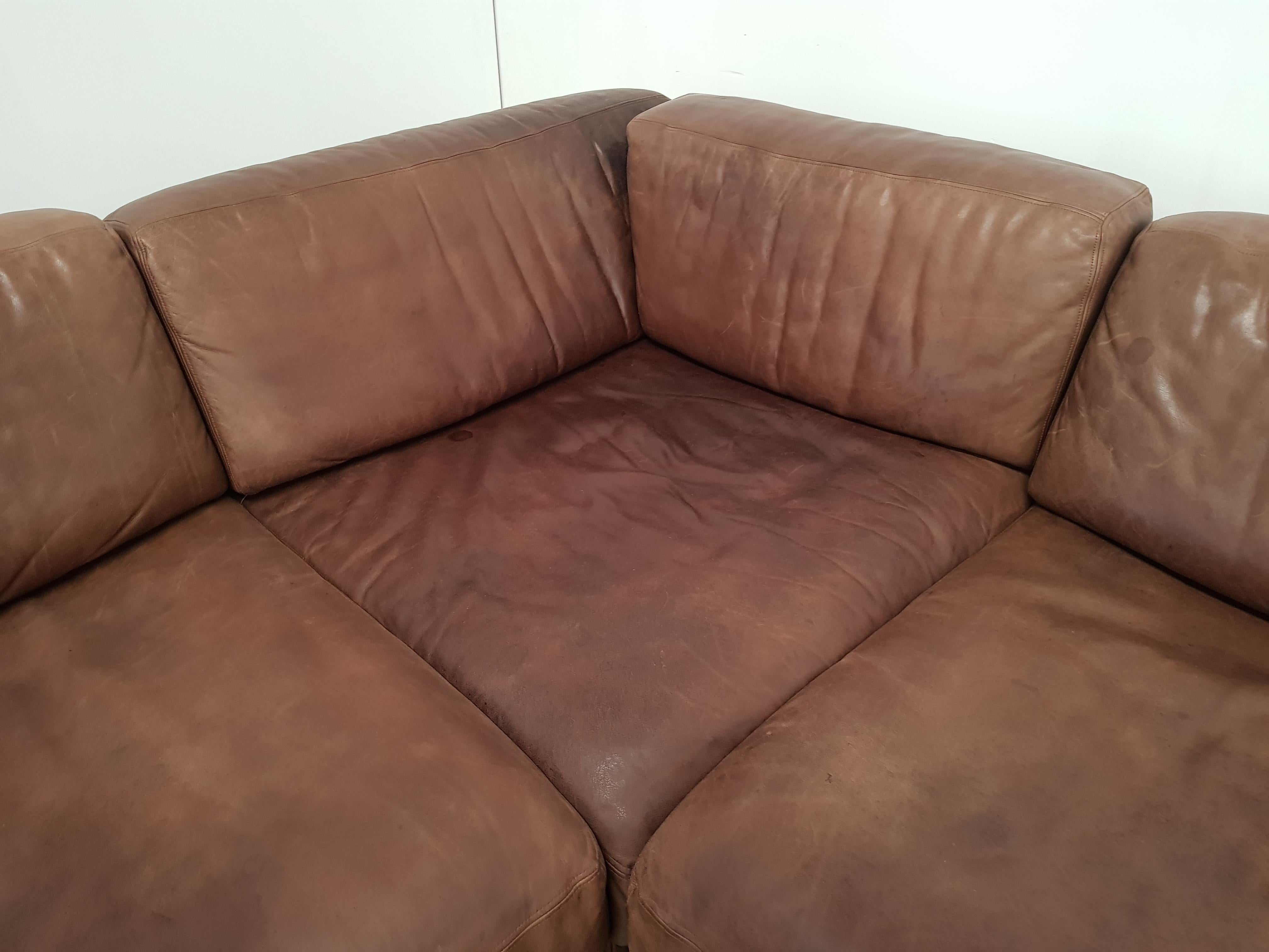 De Sede DS 76 Brown Leather Sectional Sofa In Good Condition In Antwerp, BE