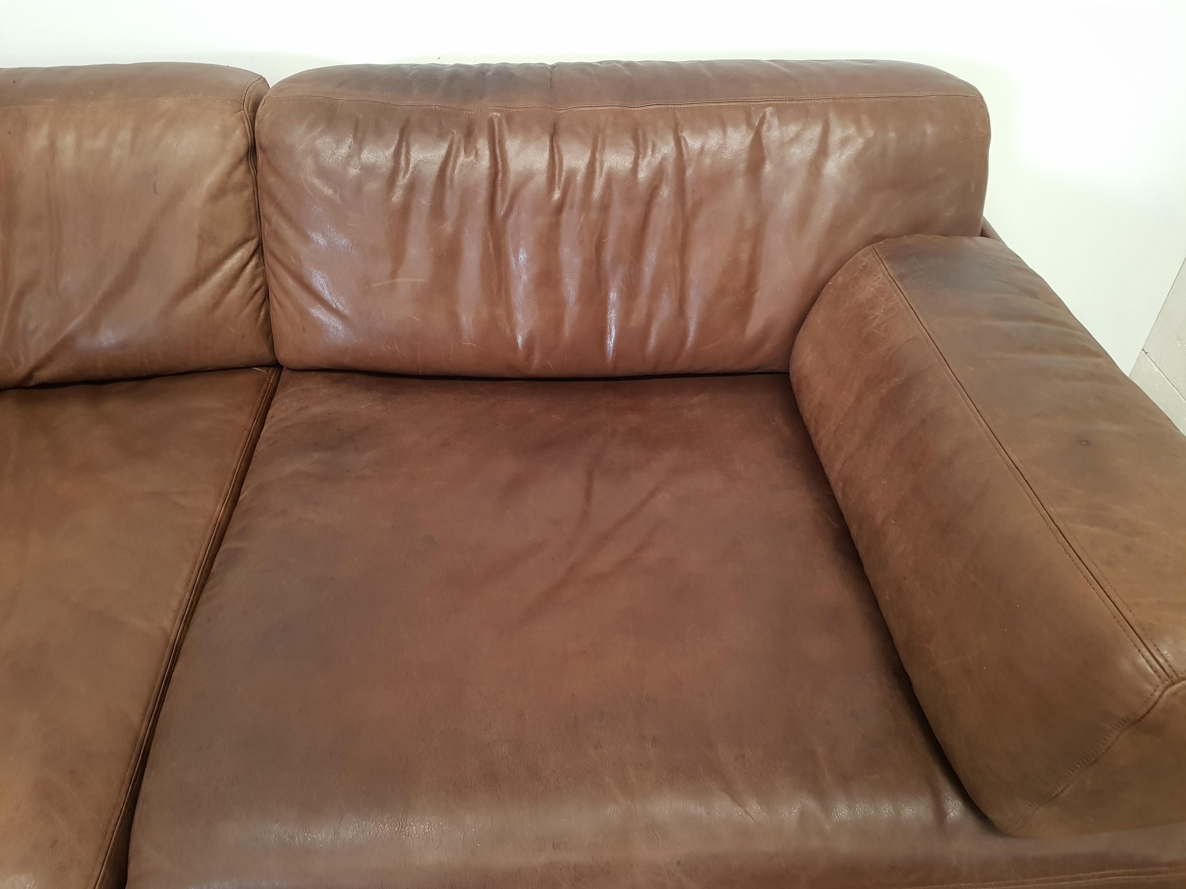 20th Century De Sede DS 76 Brown Leather Sectional Sofa