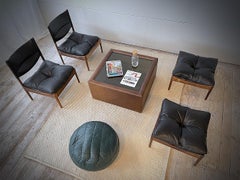 De Sede DS 76 Buffalo Leather & Glass Square Coffee Table, 1970s, Switzerland