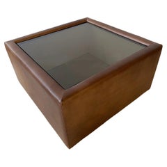 De Sede DS 76 Buffalo Leather & Glass Square Coffee Table, 1970s, Switzerland