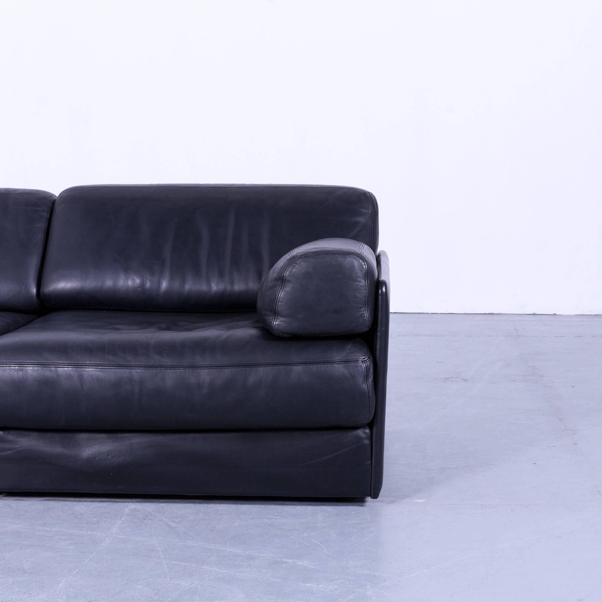 Swiss De Sede DS 76 Designer Corner Sofa Black Leather Sleeping Function Bed