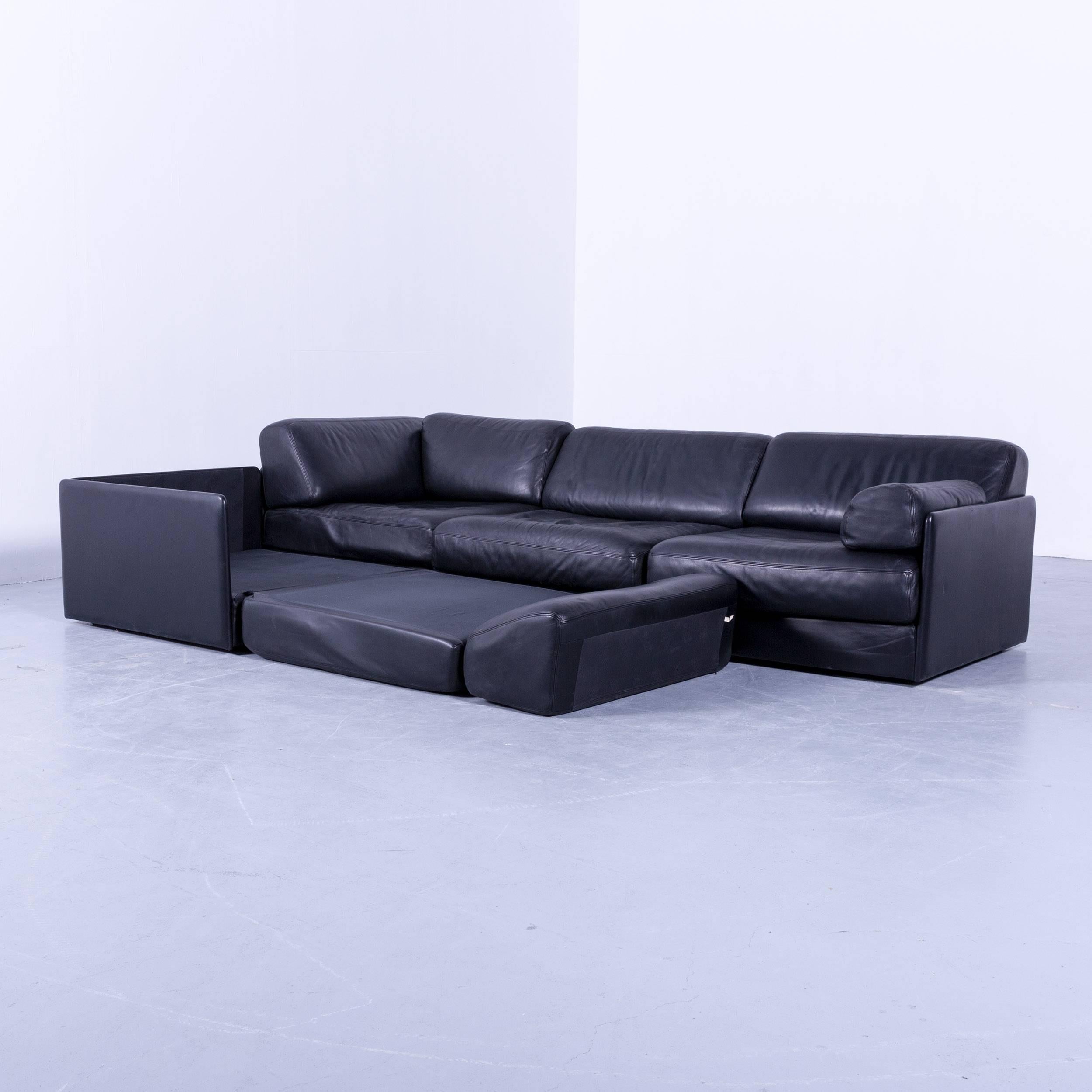 Contemporary De Sede DS 76 Designer Corner Sofa Black Leather Sleeping Function Bed