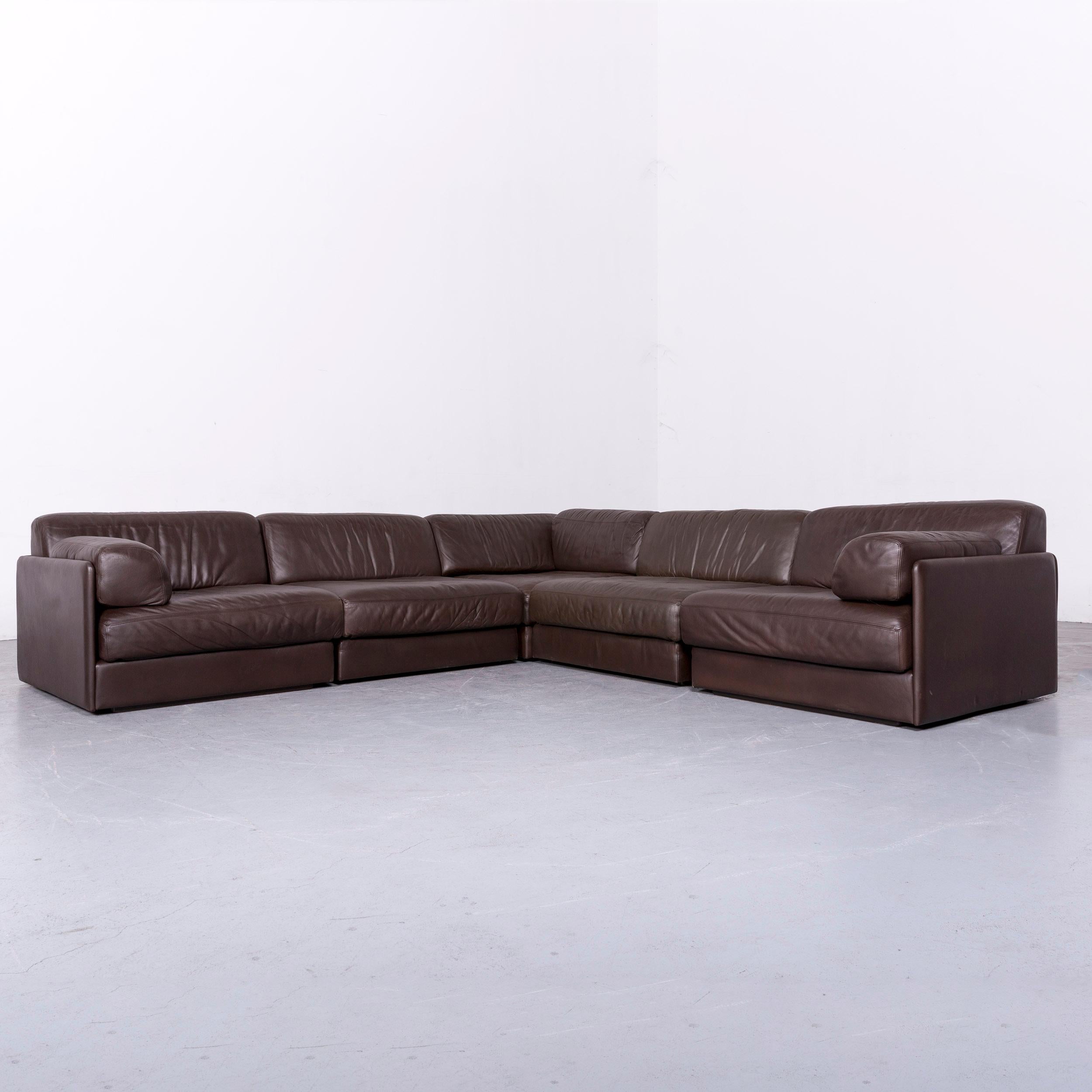 Swiss De Sede DS 76 Designer Sofa Brown Leather Corner Couch For Sale