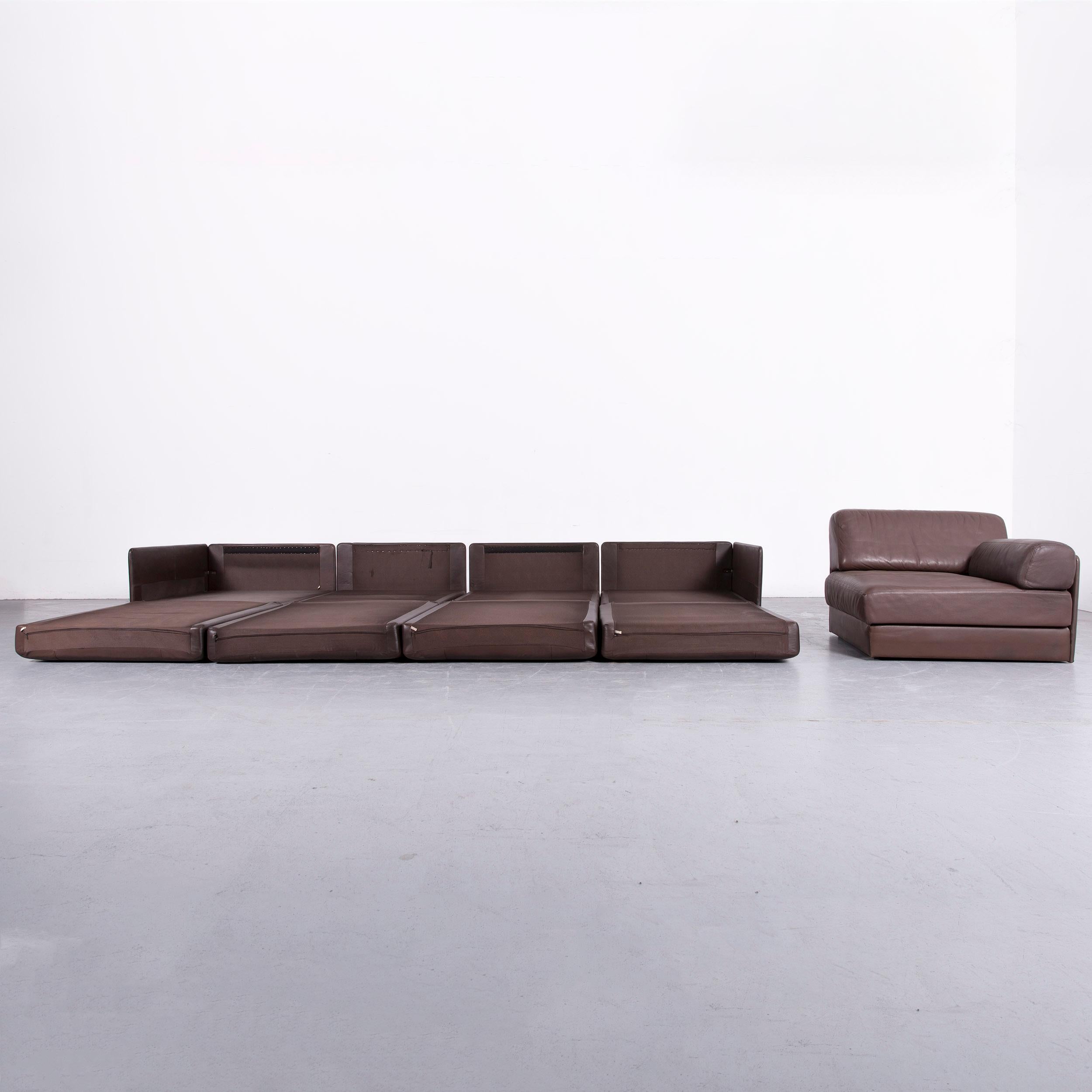 Swiss De Sede DS 76 Designer Sofa Brown Leather Corner Couch