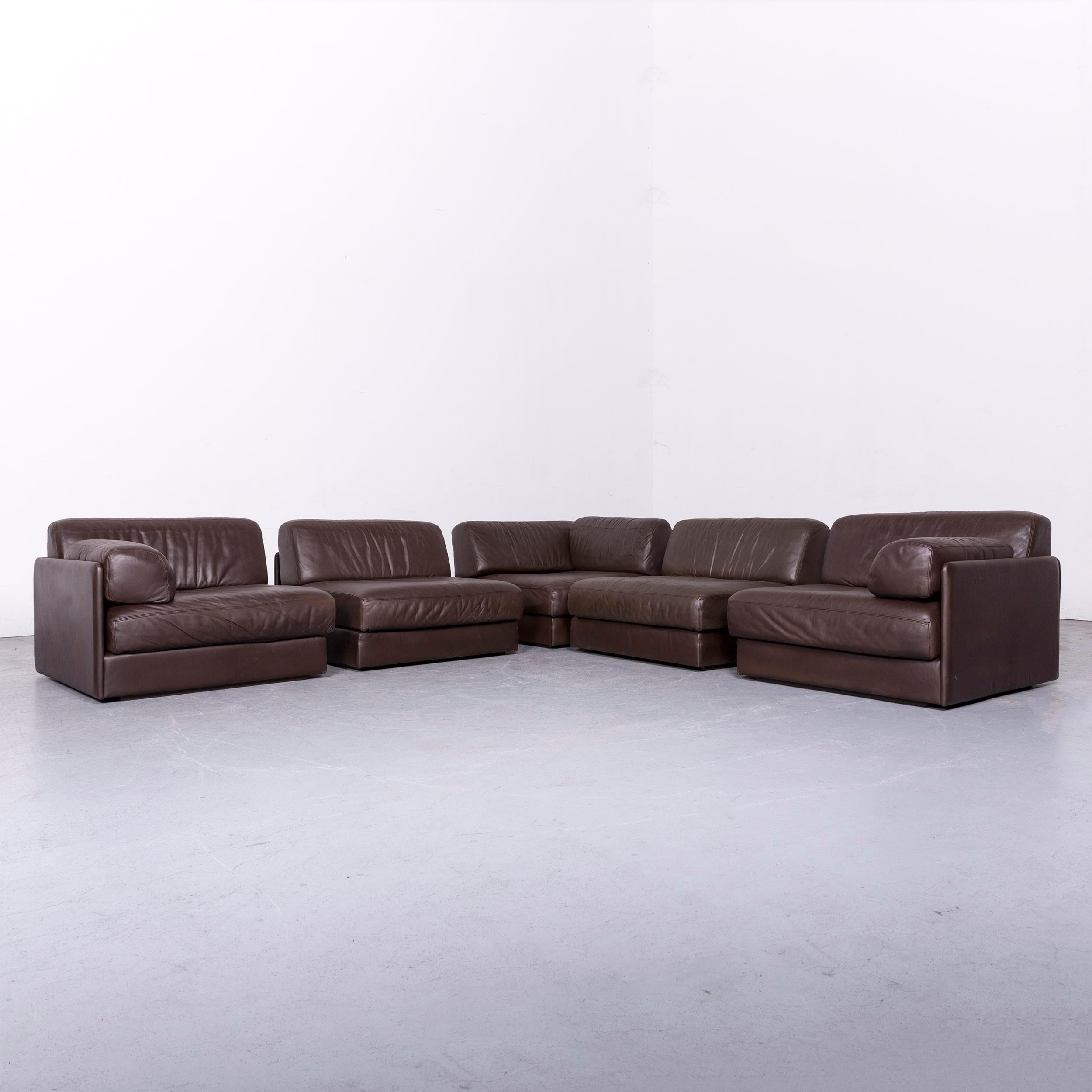 Contemporary De Sede DS 76 Designer Sofa Brown Leather Corner Couch For Sale