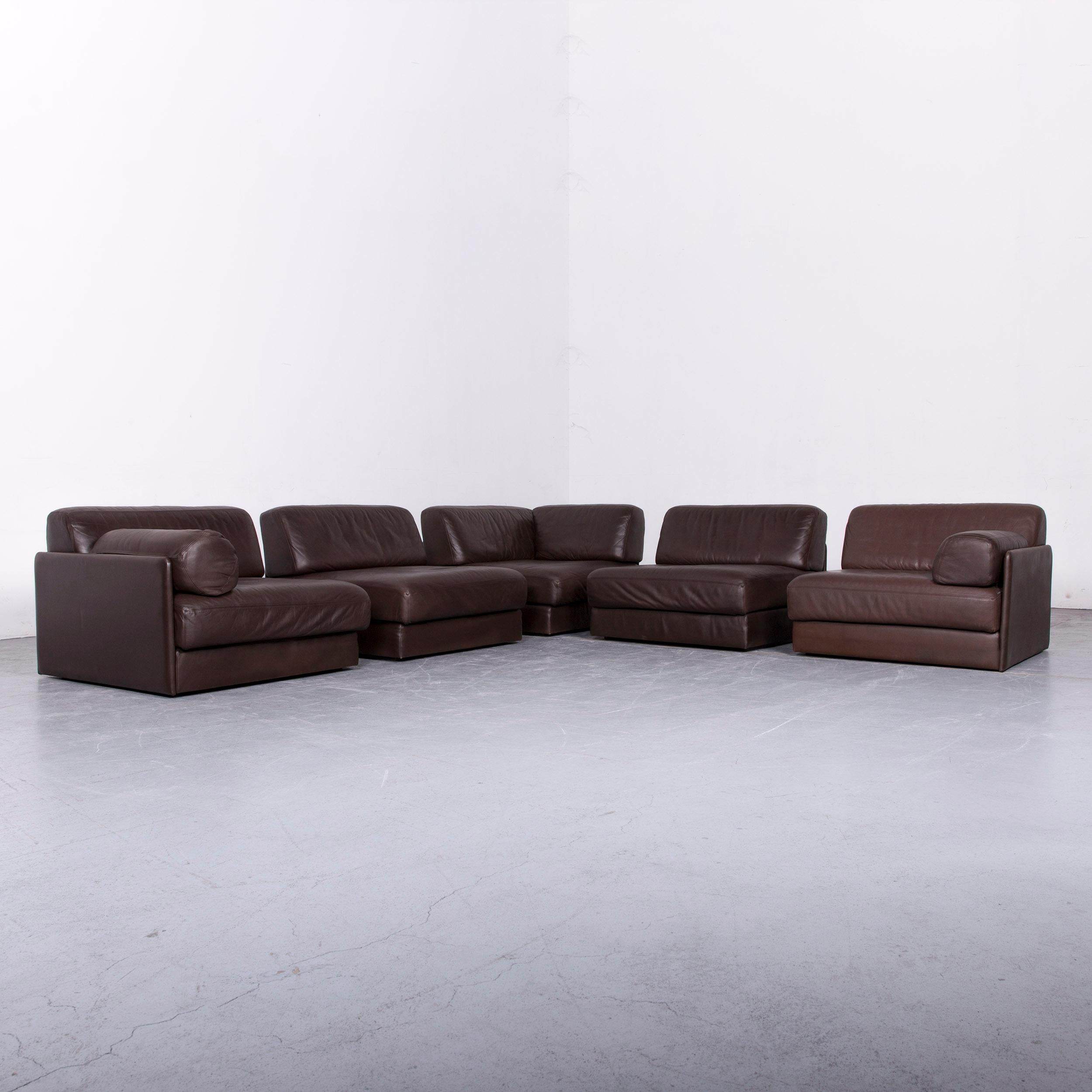 Contemporary De Sede DS 76 Designer Sofa Brown Leather Corner Couch