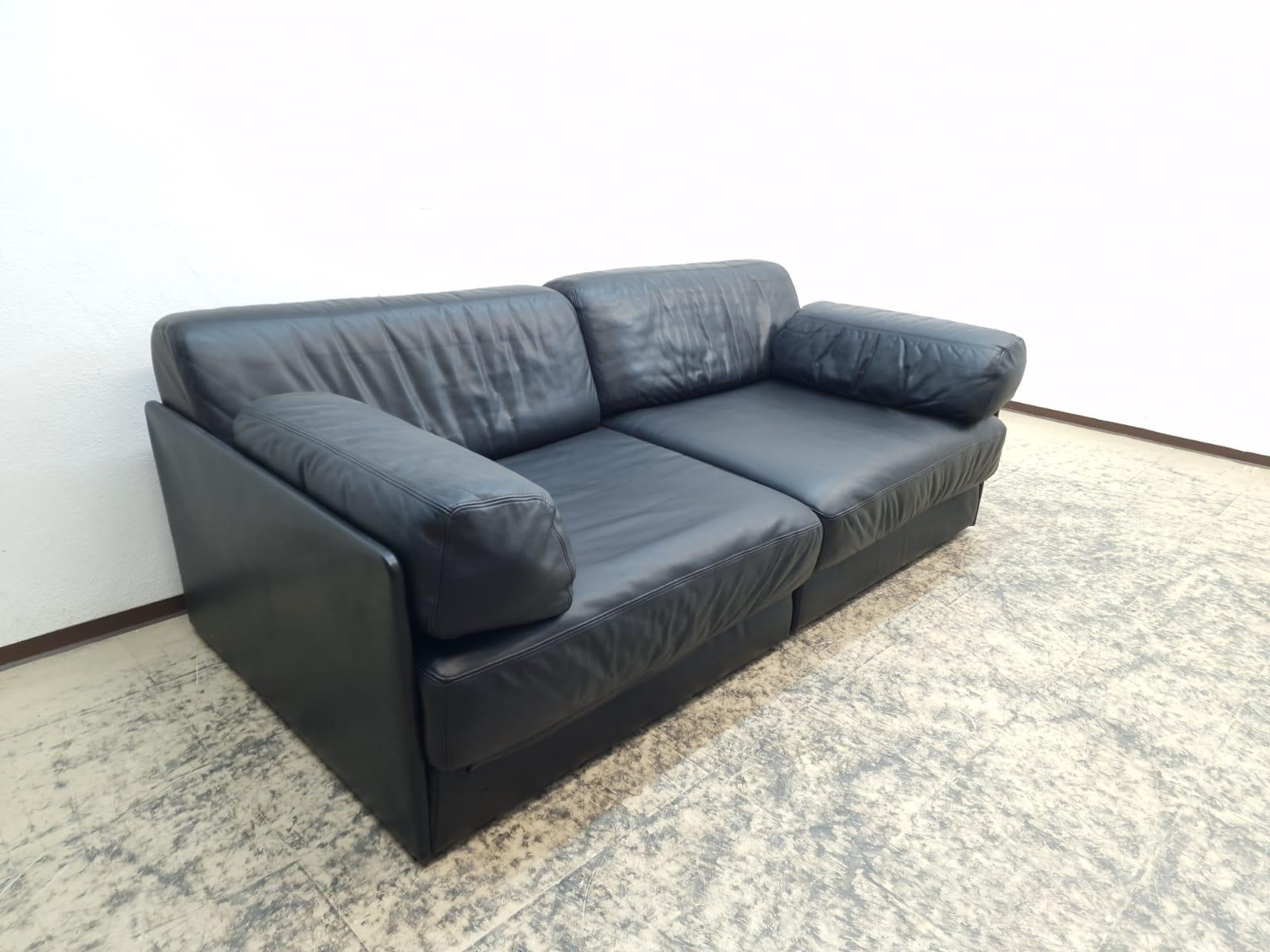 De Sede Ds 76 Echtledersofa Schwarz Schlafsofa Zweisitzer en venta 6