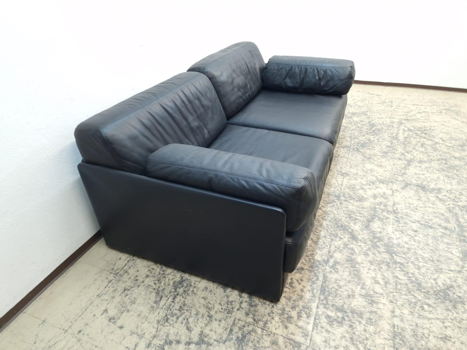 De Sede Ds 76 Echtledersofa Schwarz Schlafsofa Zweisitzer en venta 7