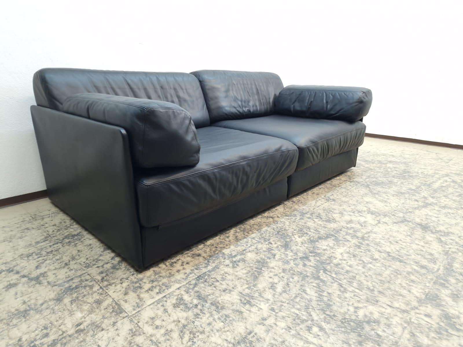 De Sede Ds 76 Echtledersofa Schwarz Schlafsofa Zweisitzer en venta 8